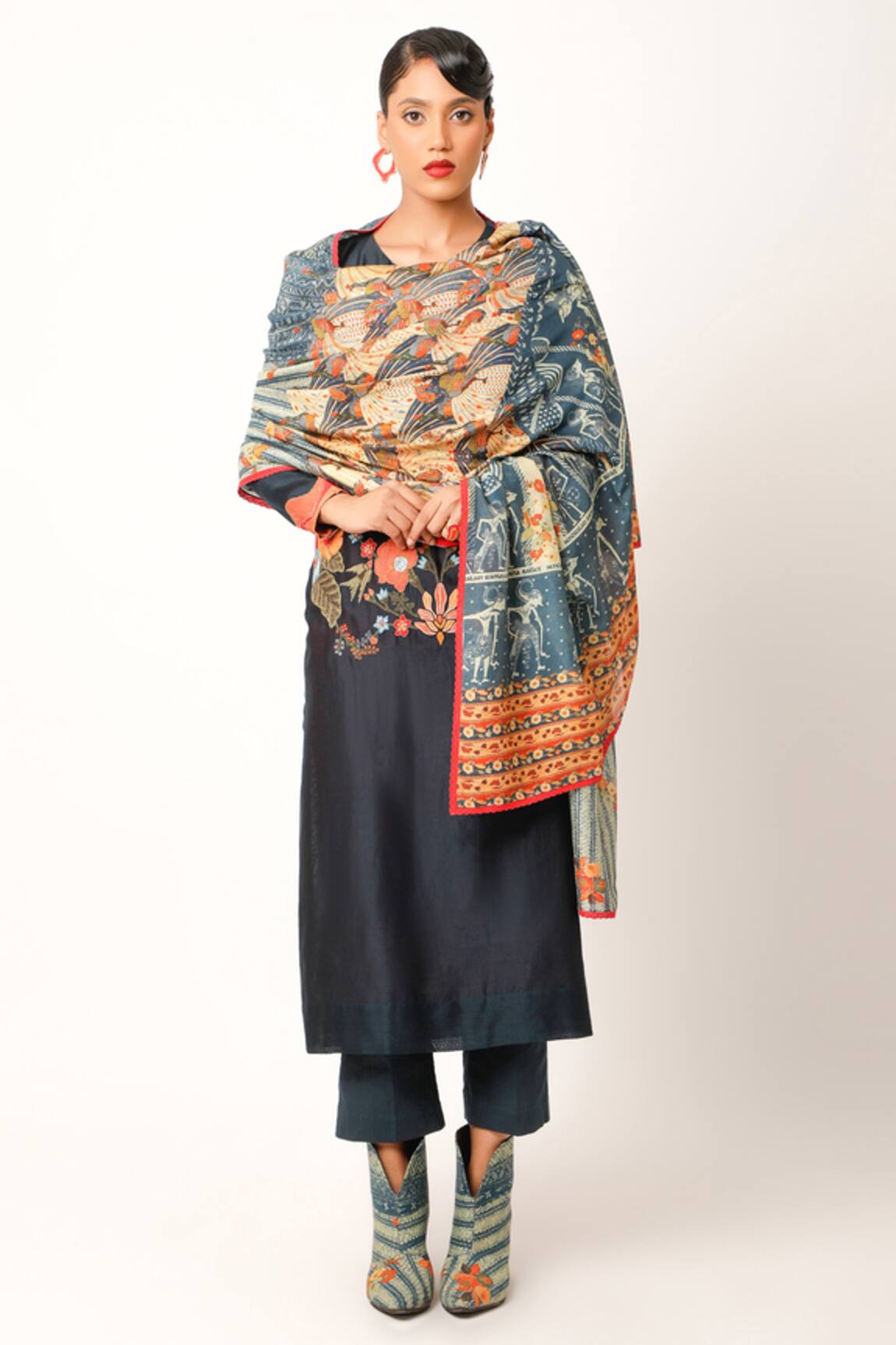 Jajaabor Ramayana Print Silk Chanderi Dupatta 