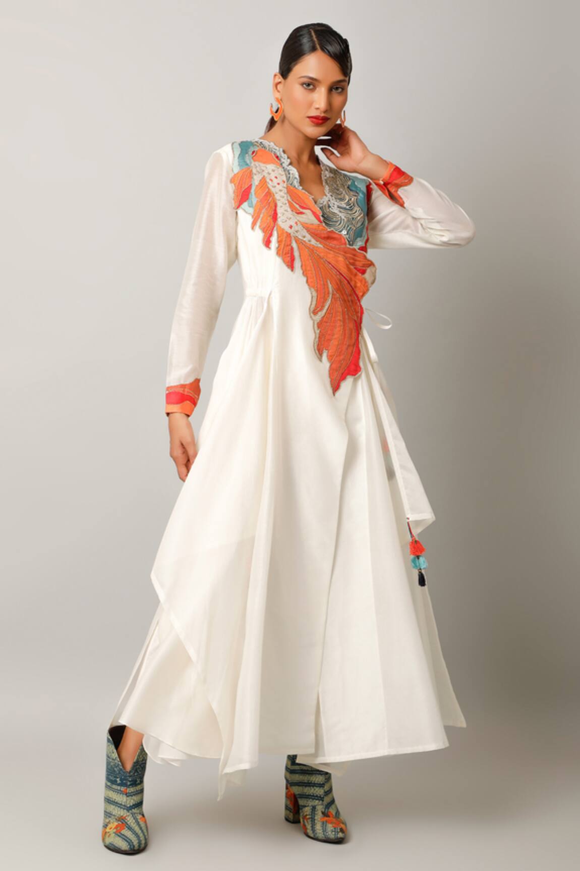 Jajaabor Embroidered Angarkha & Pant Set 