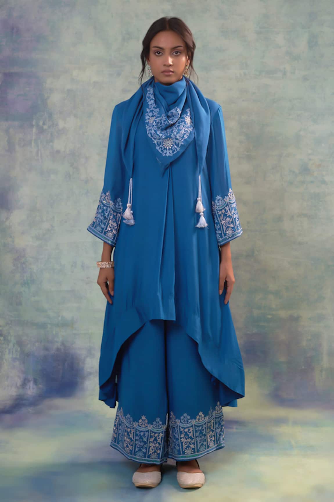 Sonia Khatri Floral Embroidered High Low Tunic Set