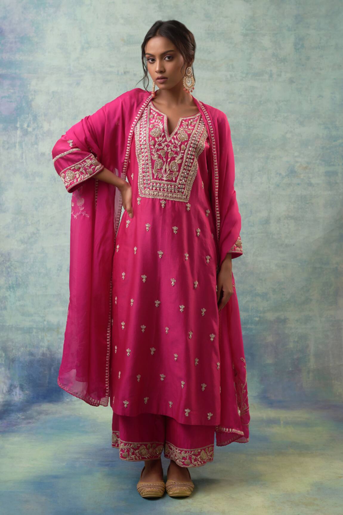 Sonia Khatri Tulip Flora Embroidered Kurta Palazzo Set