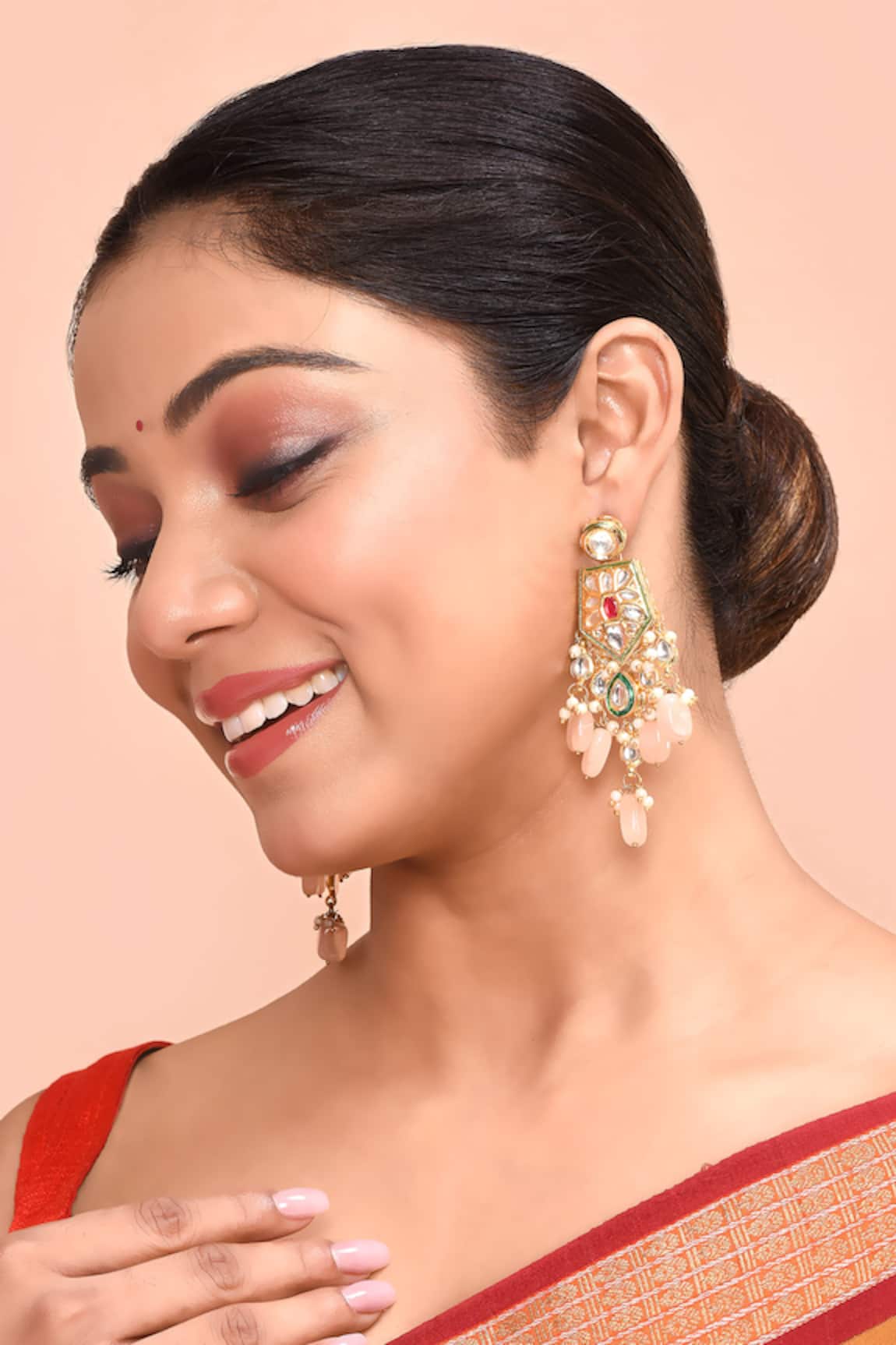 Just Shradha's Kundan Drop Bead Studded Earrings