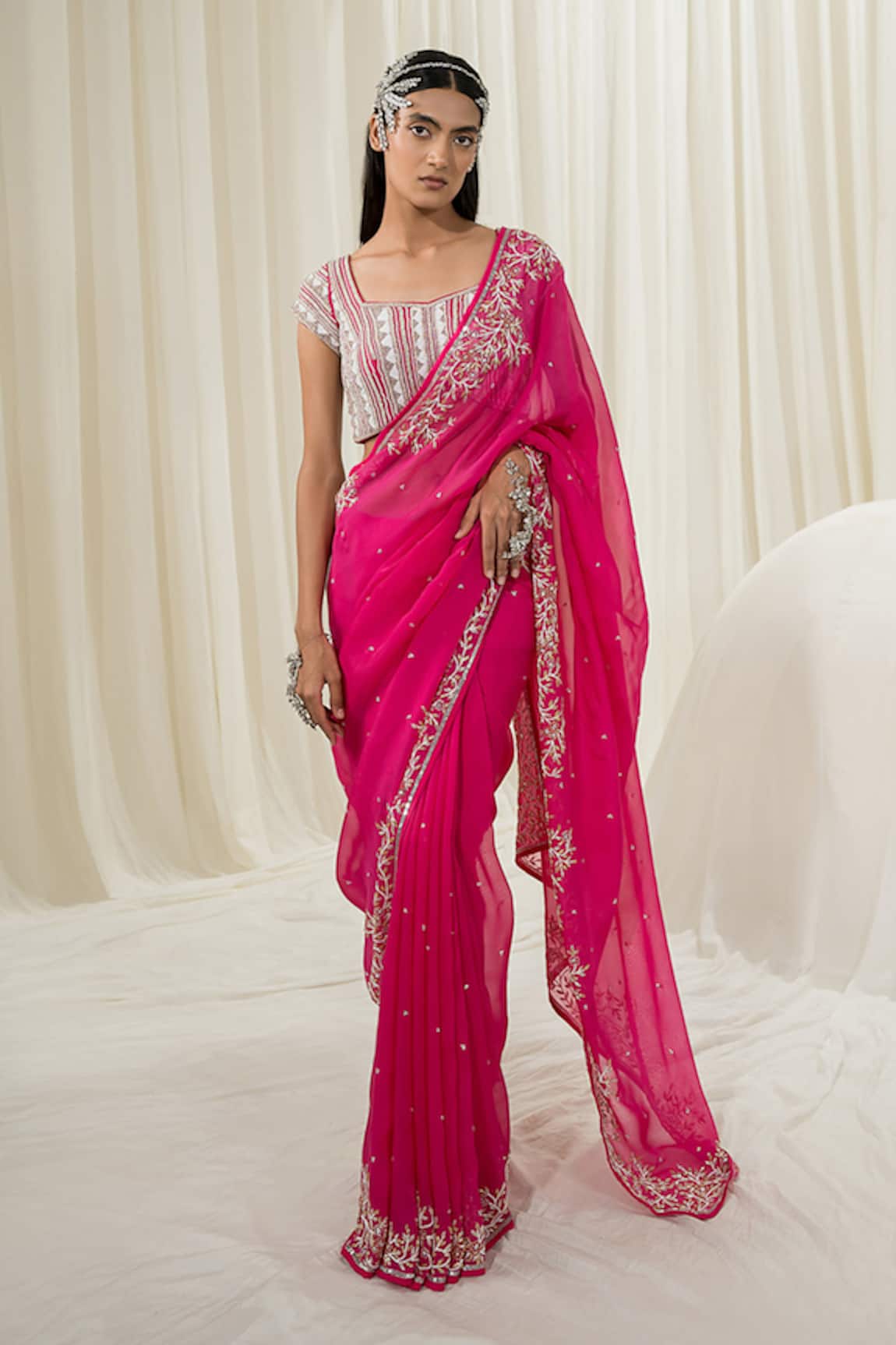 Ease Border Embroidered Saree With Blouse