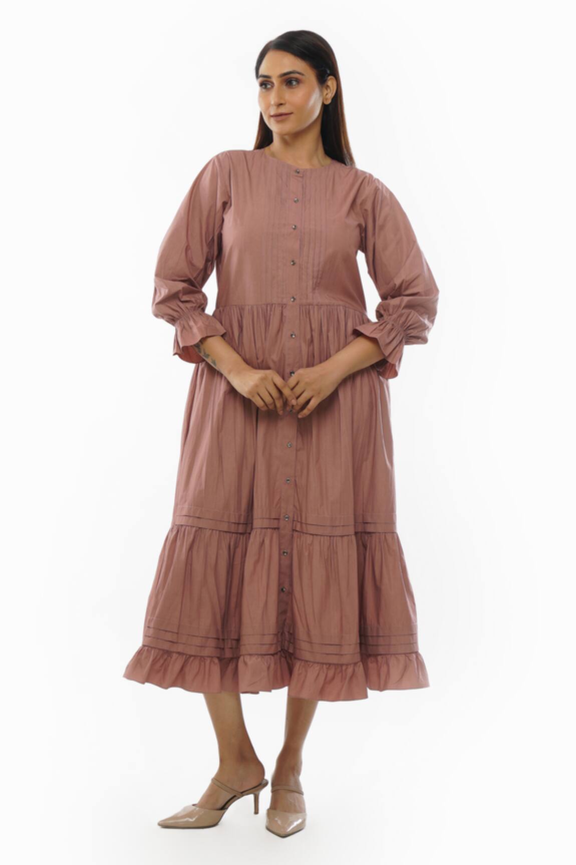 Khat Pintucked Yoke Tiered Dress
