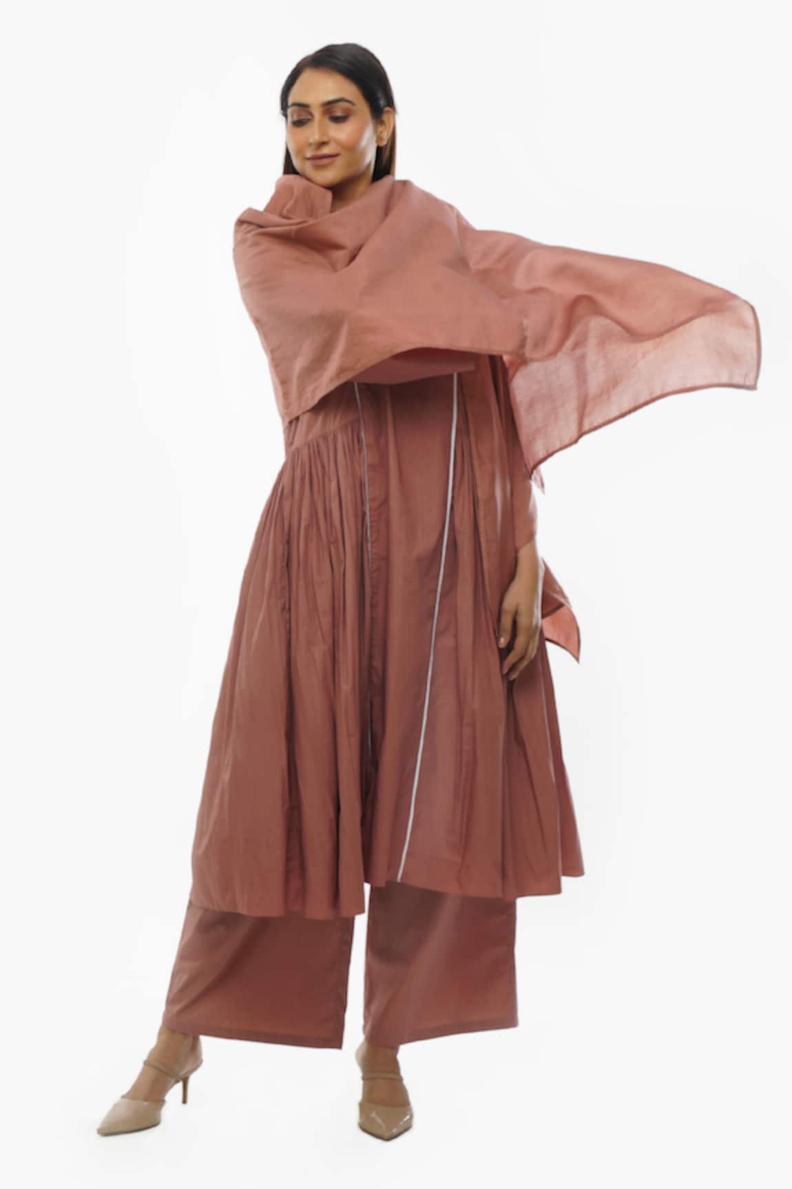 Khat Side Gathered Tunic Pant Set