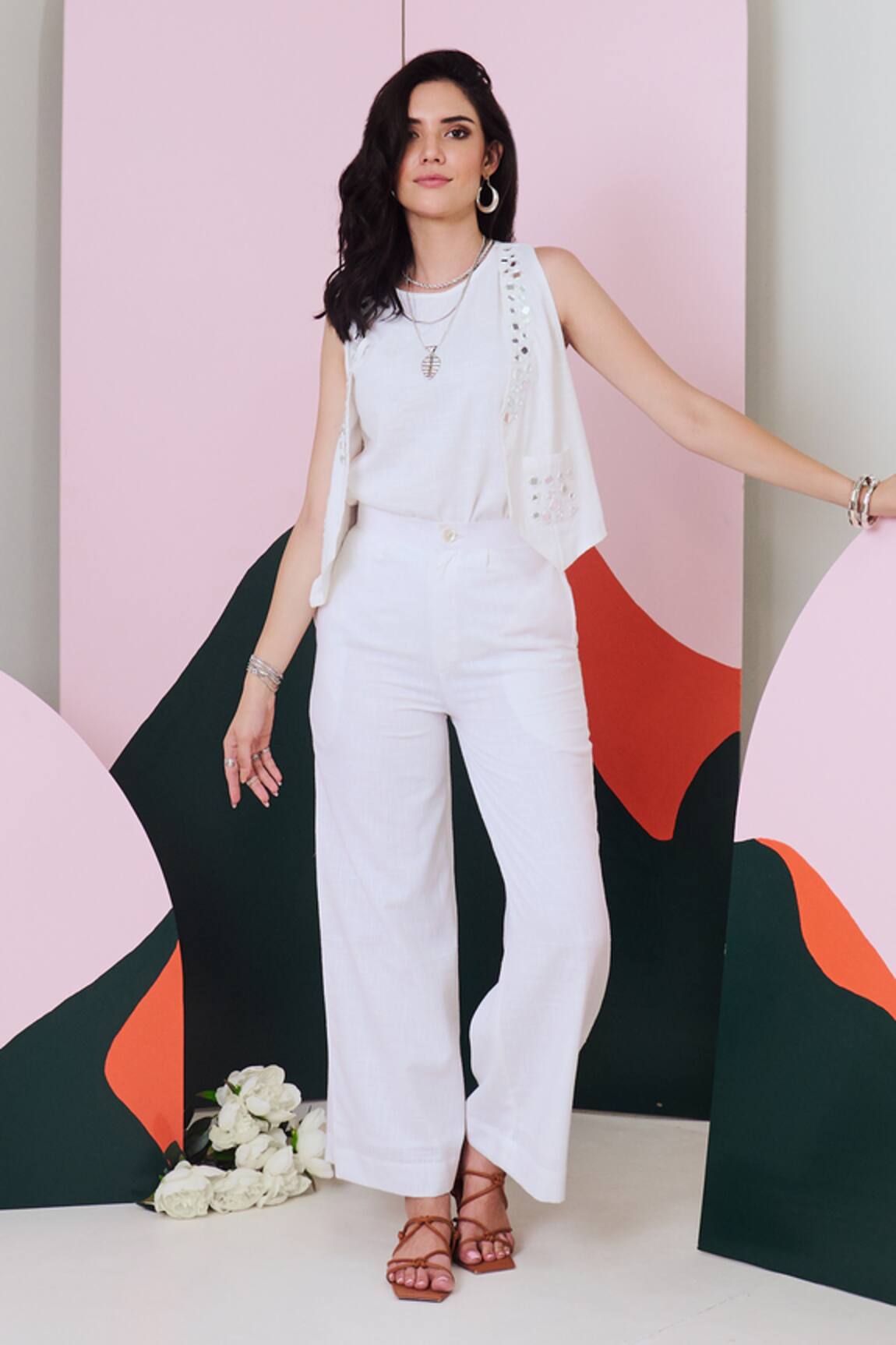 Gulaal Sleeveless Embroidered Jacket Pant Set