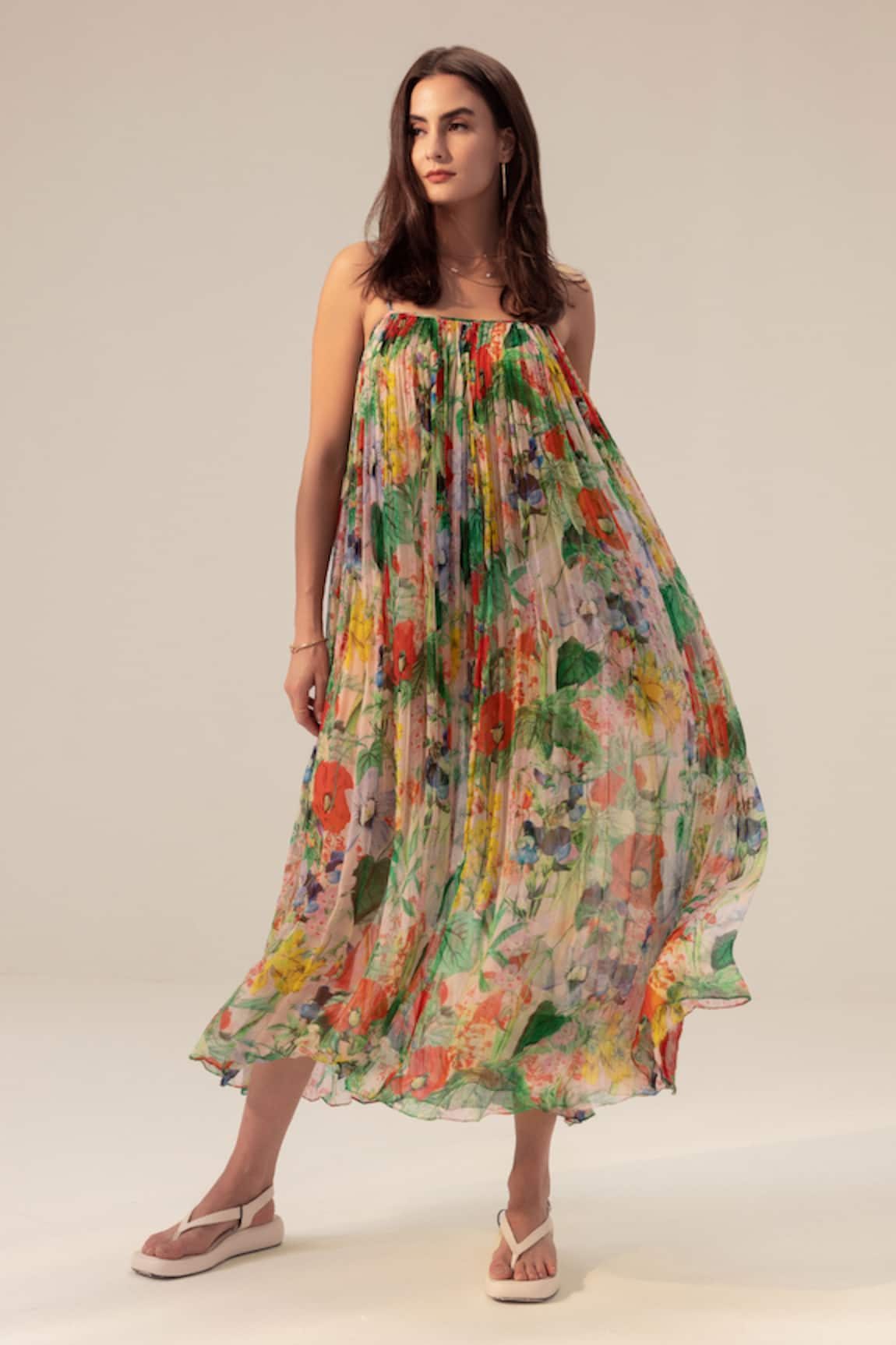 Reena Sharma Eden Cami Botanical Print Dress