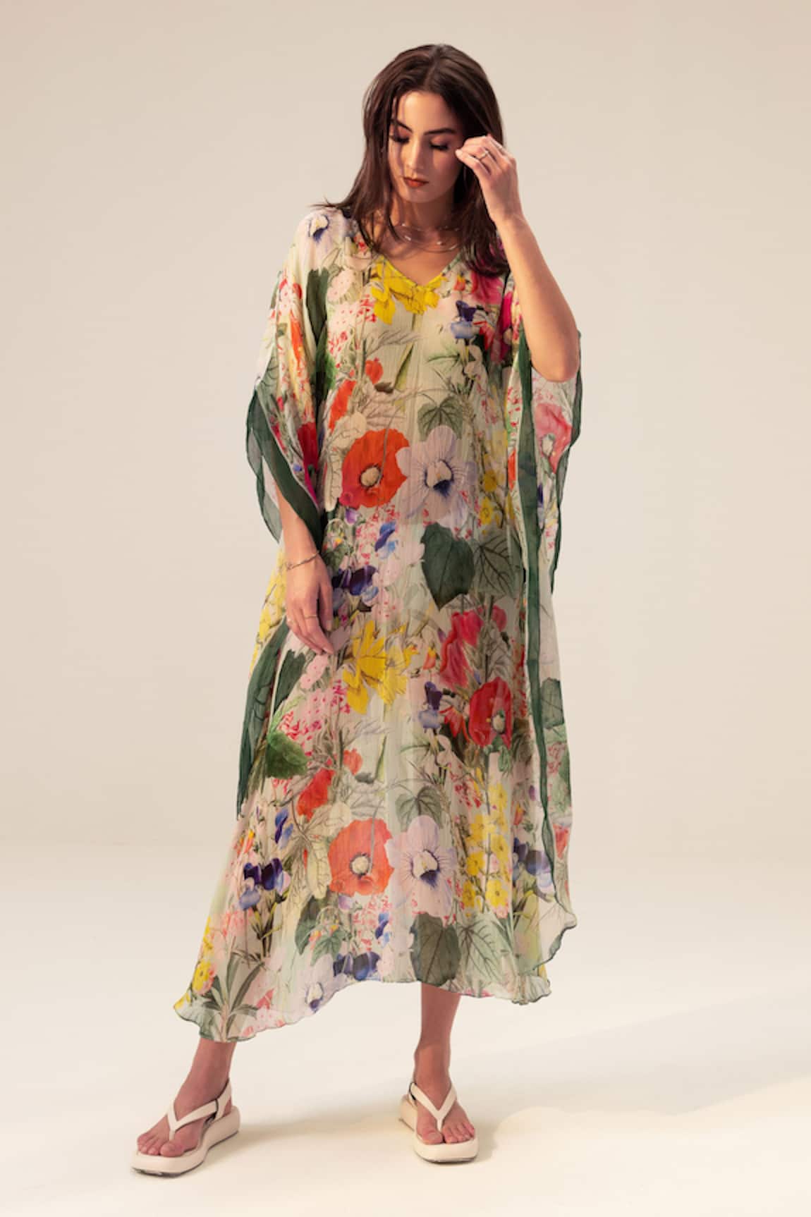 Reena Sharma Multicolor Botanical Print Kaftan 