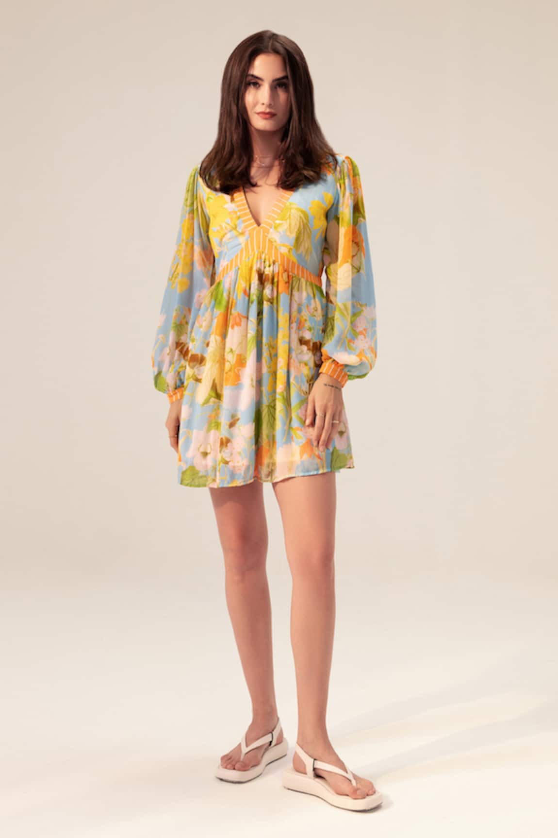 Reena Sharma Iris Botanical Print Short Dress 