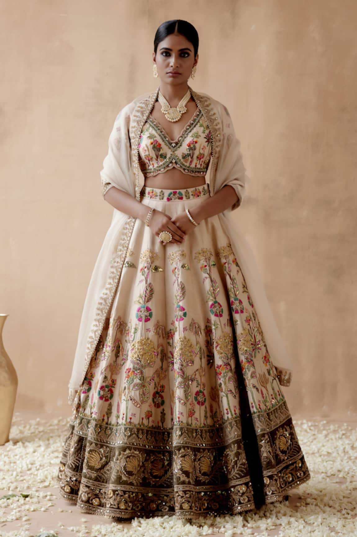 Aman Takyar Floral Embroidered Panelled Bridal Lehenga Set