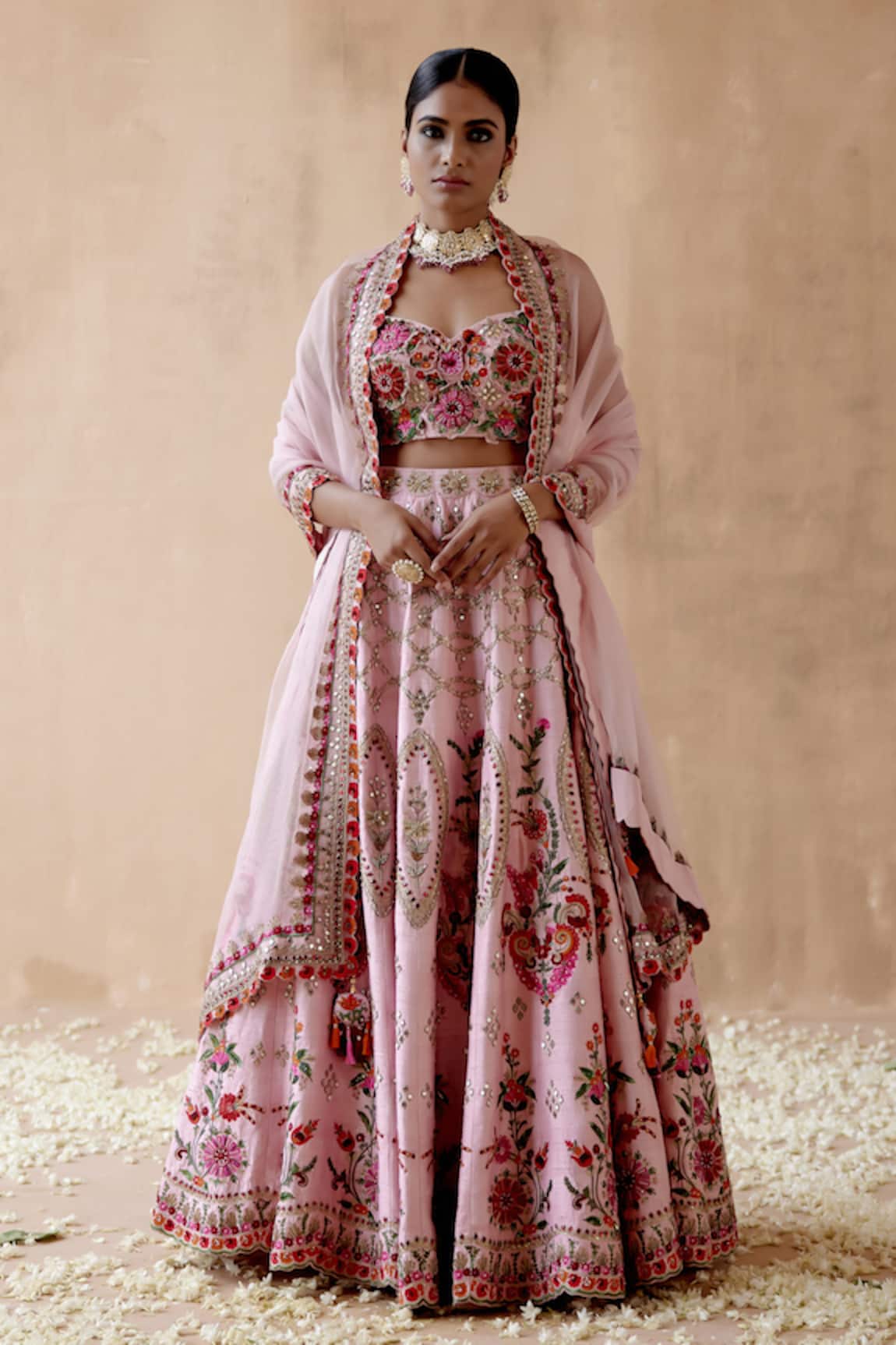 Aman Takyar Flower Embroidered Bridal Lehenga Set