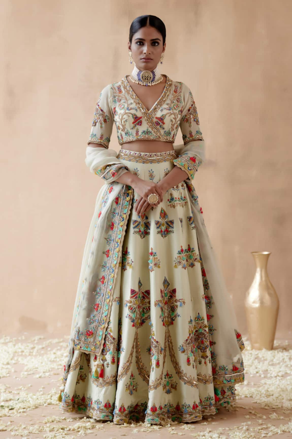 Aman Takyar Floral Embroidered Bridal Lehenga Set
