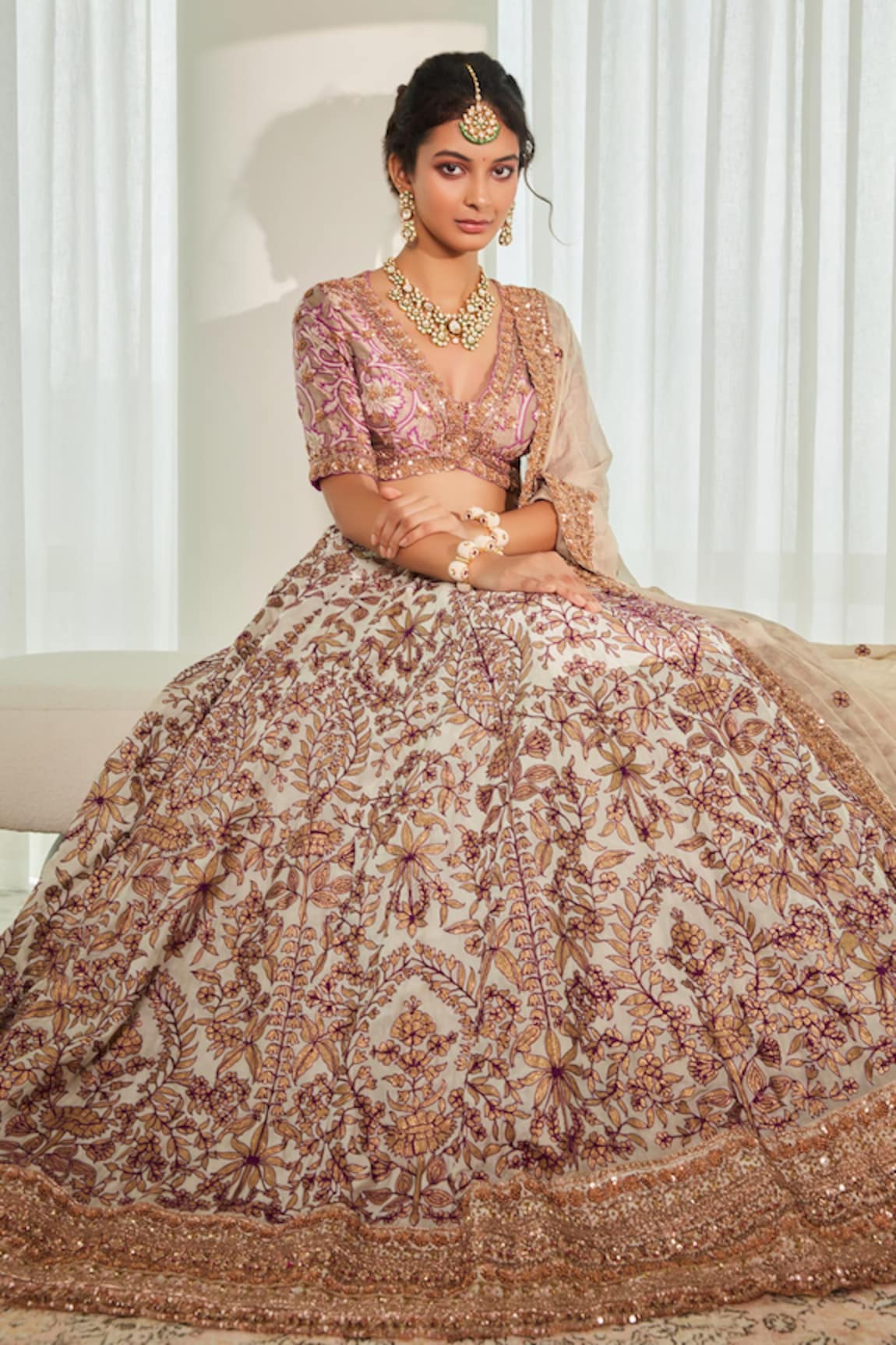 Lalita Dagliya Floral Embroidered Bridal Lehenga Set