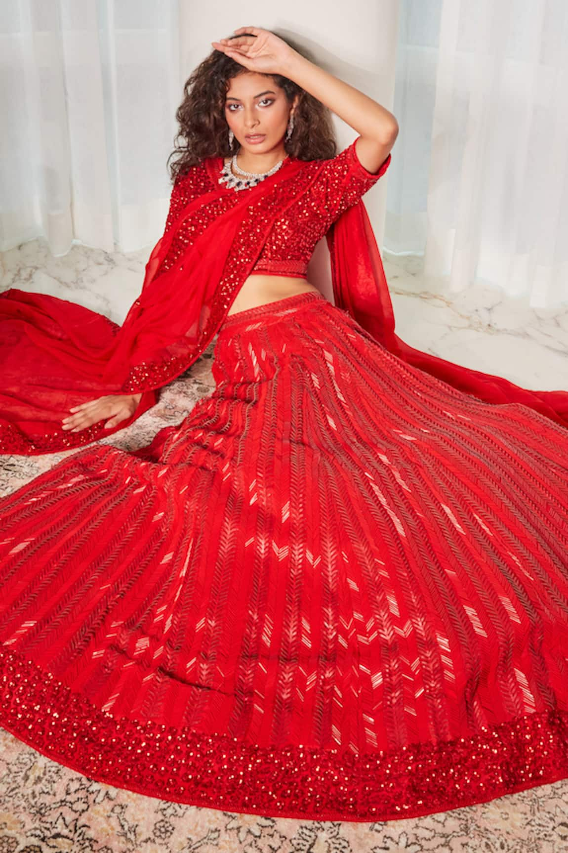 Lalita Dagliya Cutdana Embroidered Bridal Lehenga Set