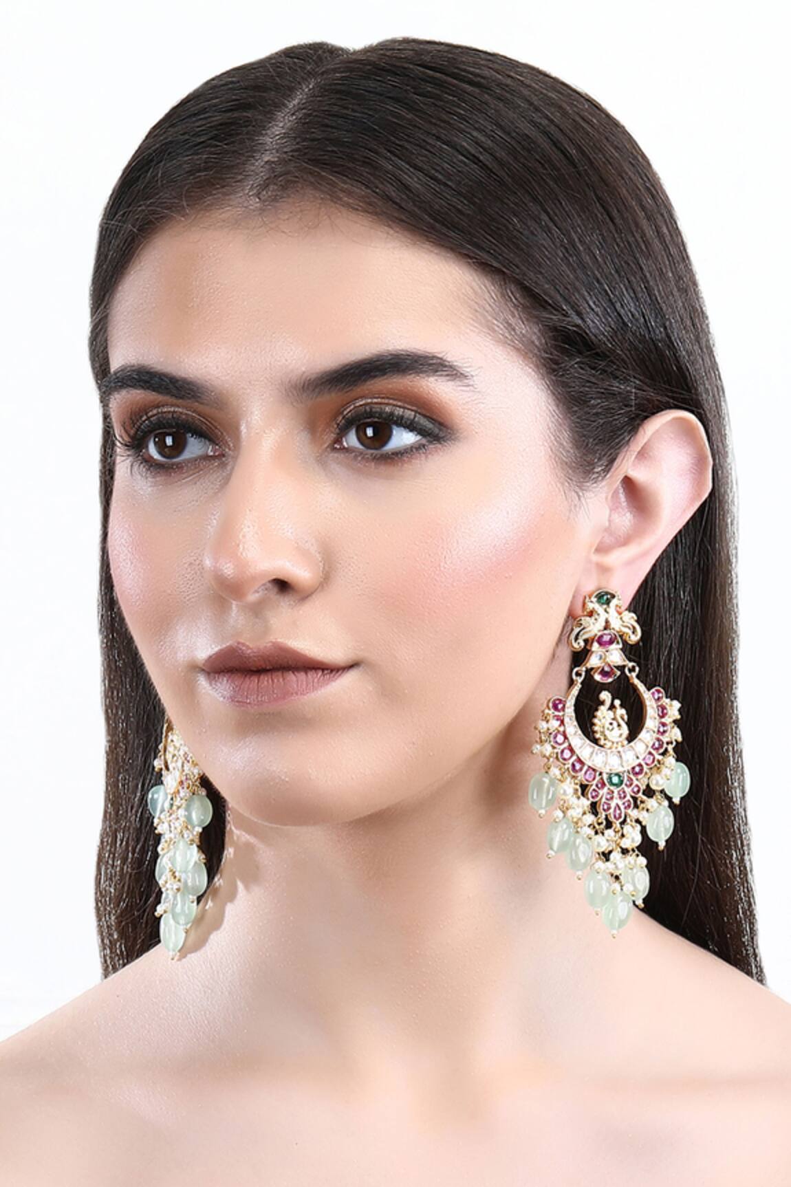 Auraa Trends Peacock Carved Earrings 