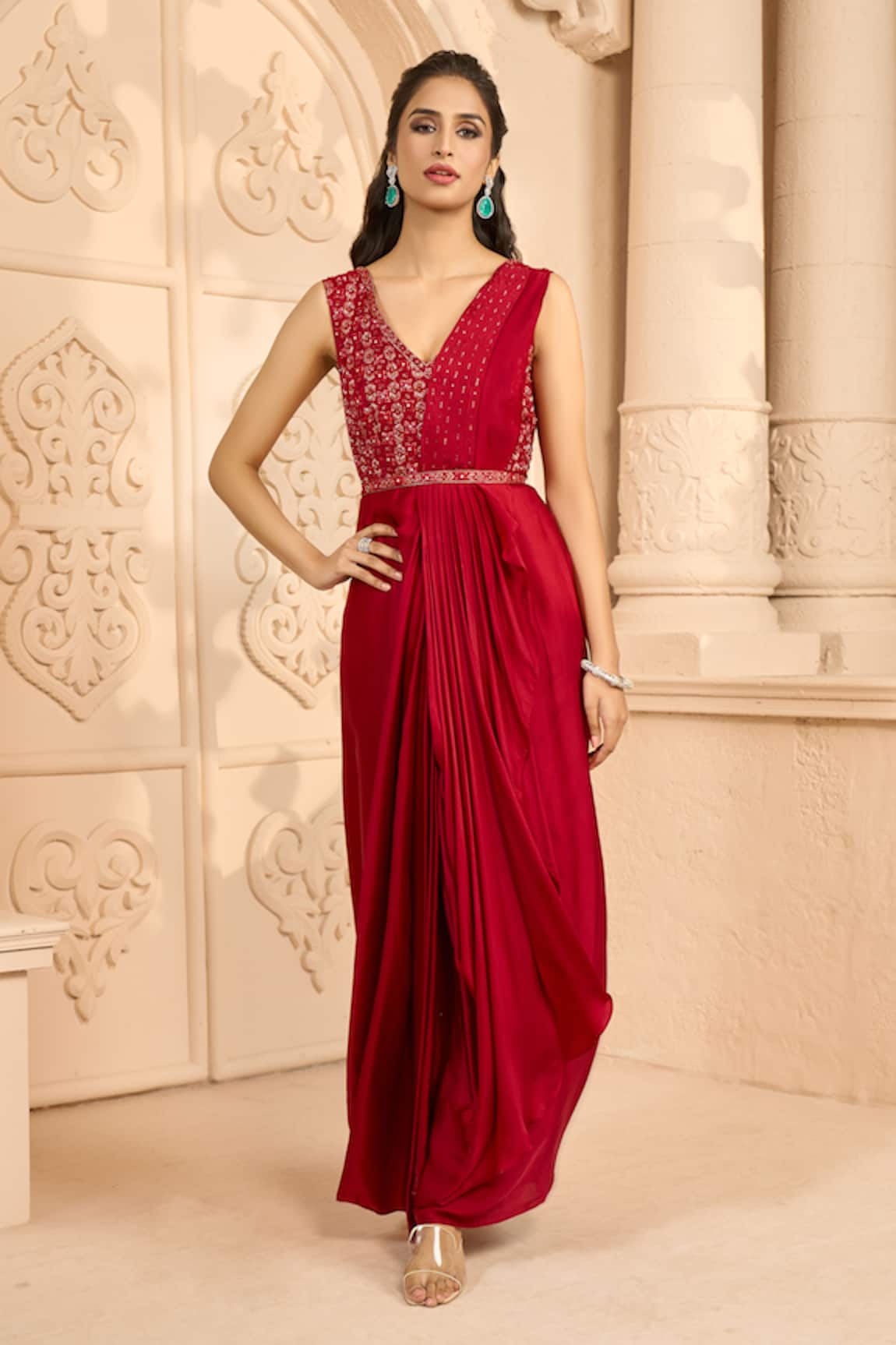 Ariyana Couture Embroidered Draped Saree Gown