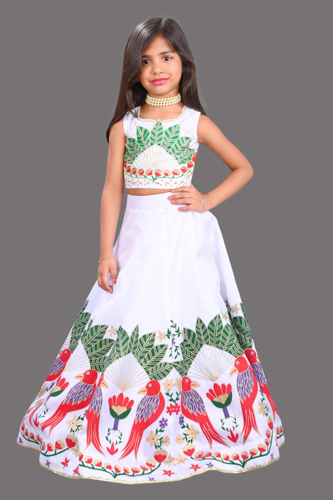 Lakshmi Reddy Parrot Print Lehenga Set