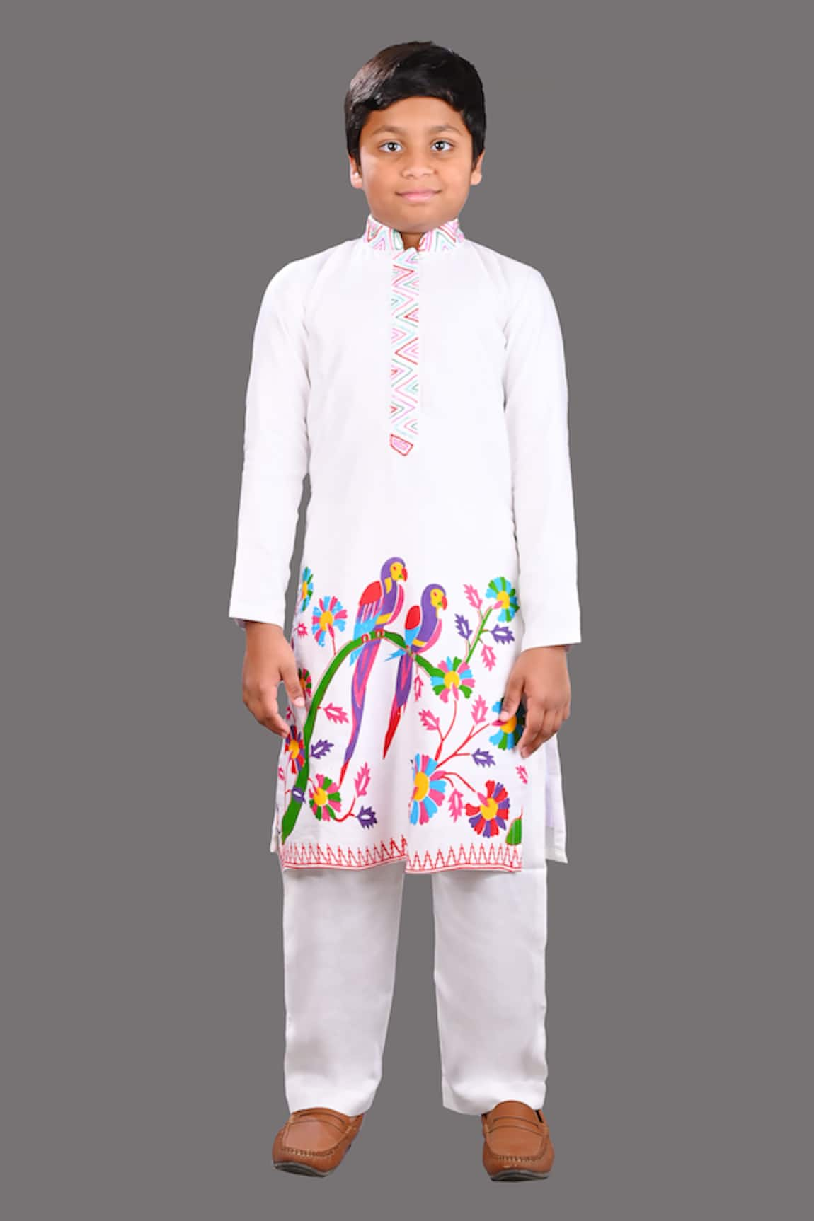 Lakshmi Reddy Parrot Print Embroidered Kurta & Pant Set