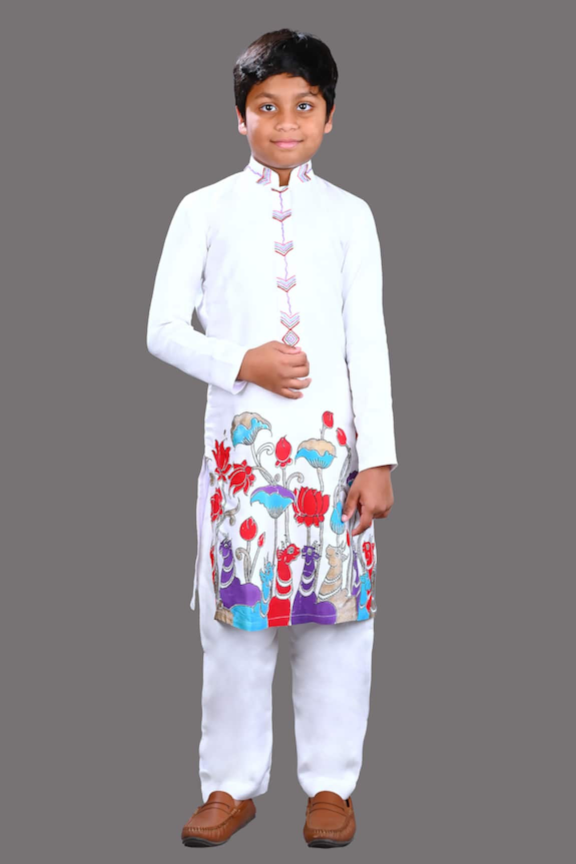 Lakshmi Reddy Embroidered Cow Print Kurta & Pant Set