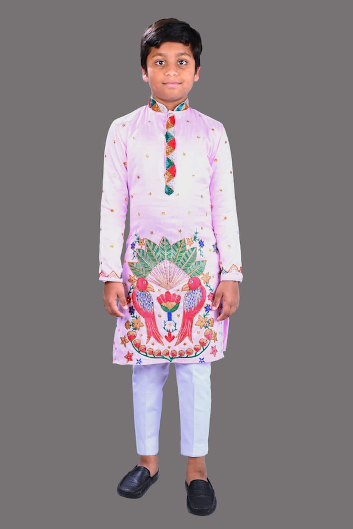 Lakshmi Reddy Embroidered Parrot Print Kurta & Pant Set