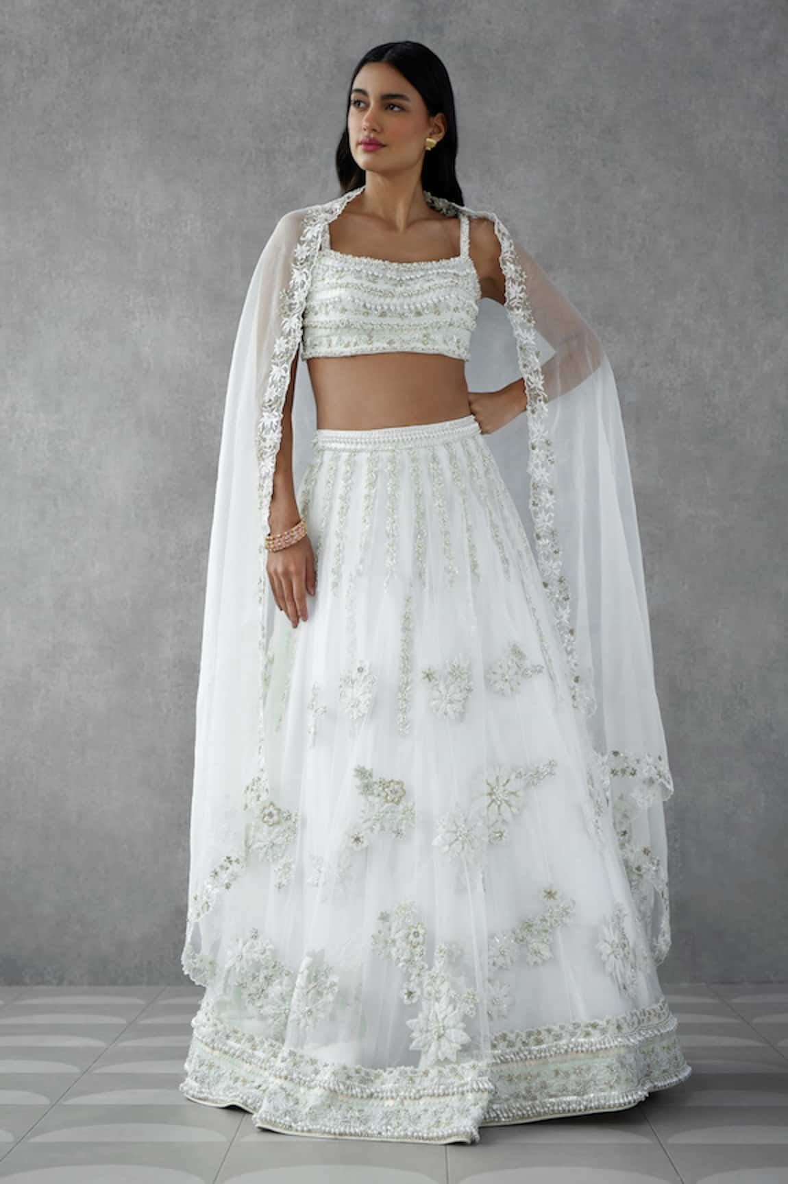 Zamoraa The Label Petunia Bloom Patch Embellished Bridal Lehenga Set