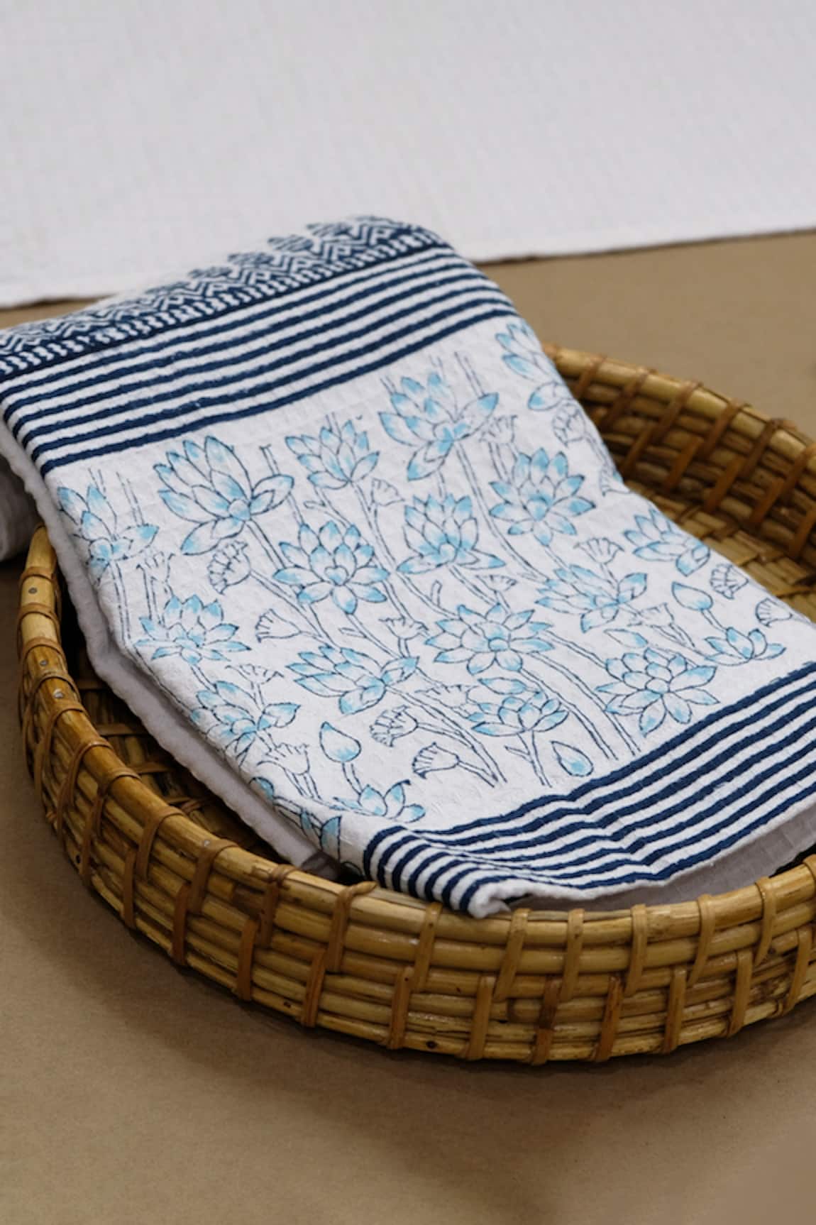 Design Gaatha Lotus Hand Block Print 2 Pcs Bath Towel Set