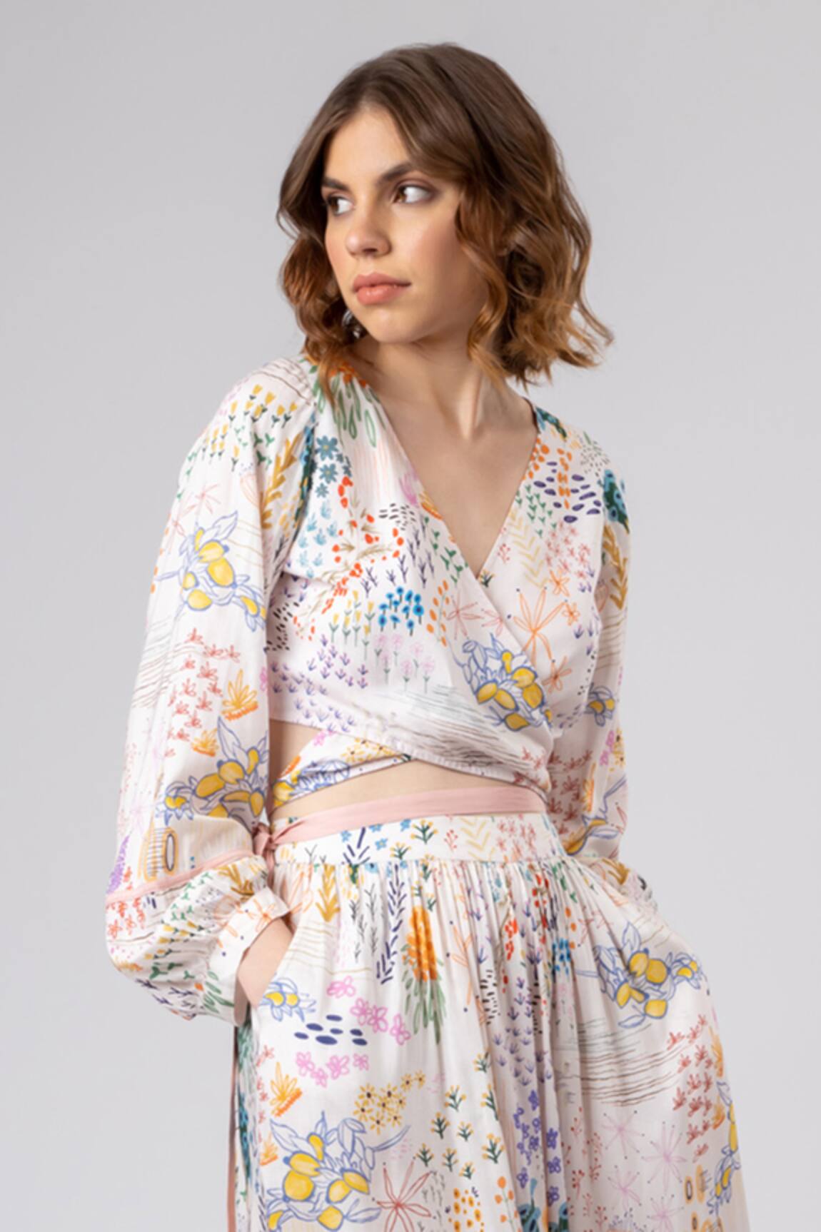 Doodlage Wonderland Print Wrap Top