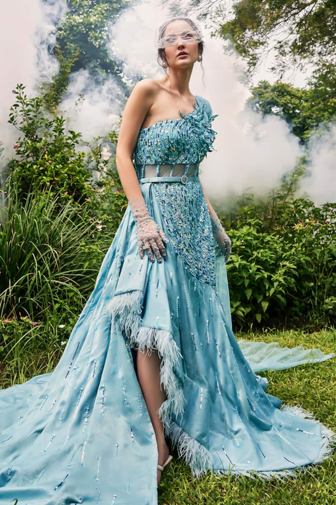 BAYA Sequin & Crystal Embellished Gown
