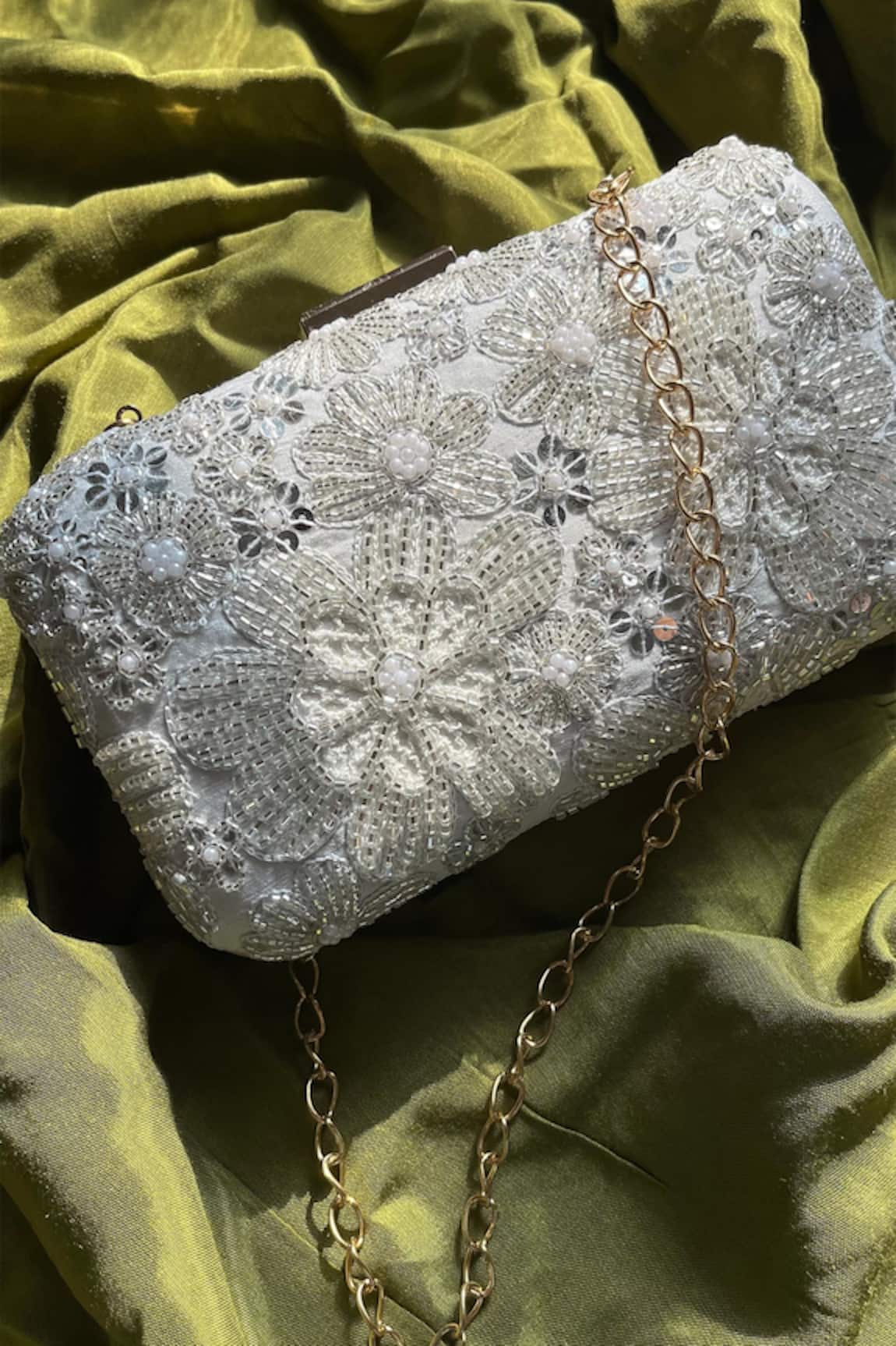 FEZA BAGS Elixir Floral Embroidered Clutch