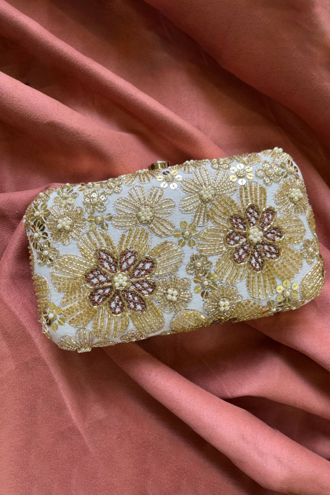 FEZA BAGS Elixir Floral Embroidered Clutch With Sling