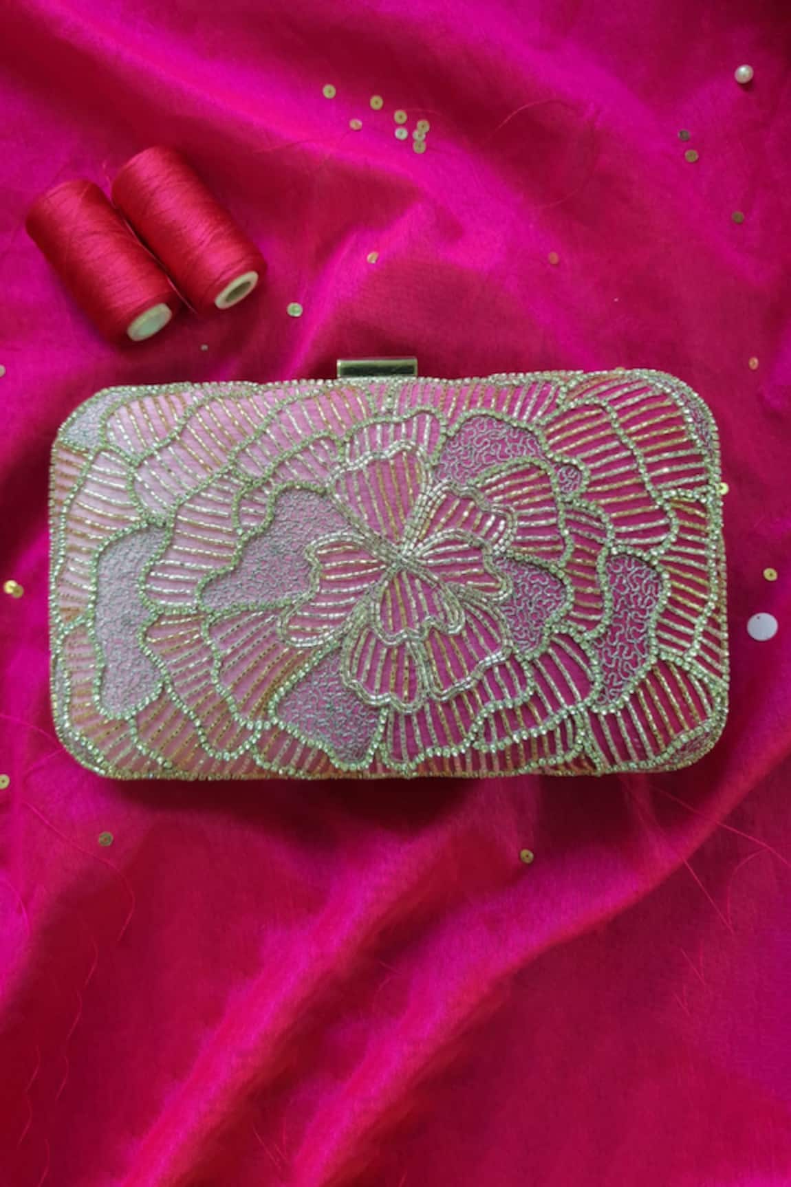 FEZA BAGS Ombre Giant Flower Embroidered Clutch