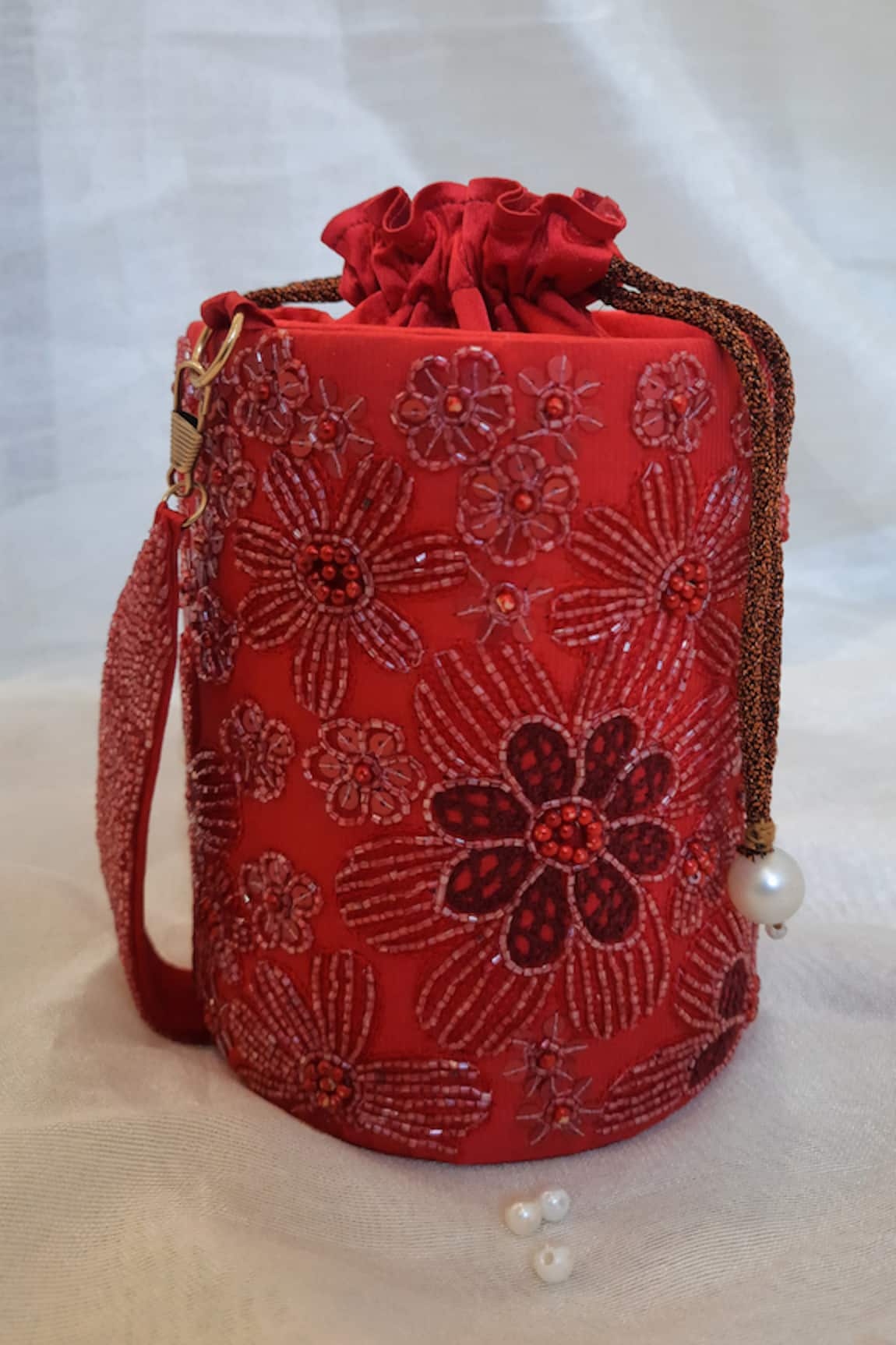 FEZA BAGS Elixir Bloom Embroidered Cylinder Bag