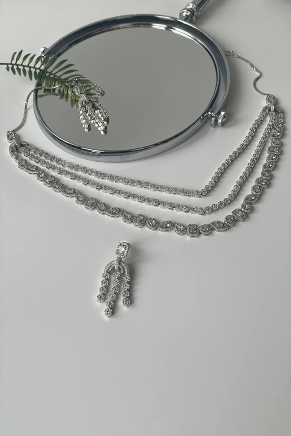 Studio6 Jewels Zirconia Layered Embellished Necklace Set