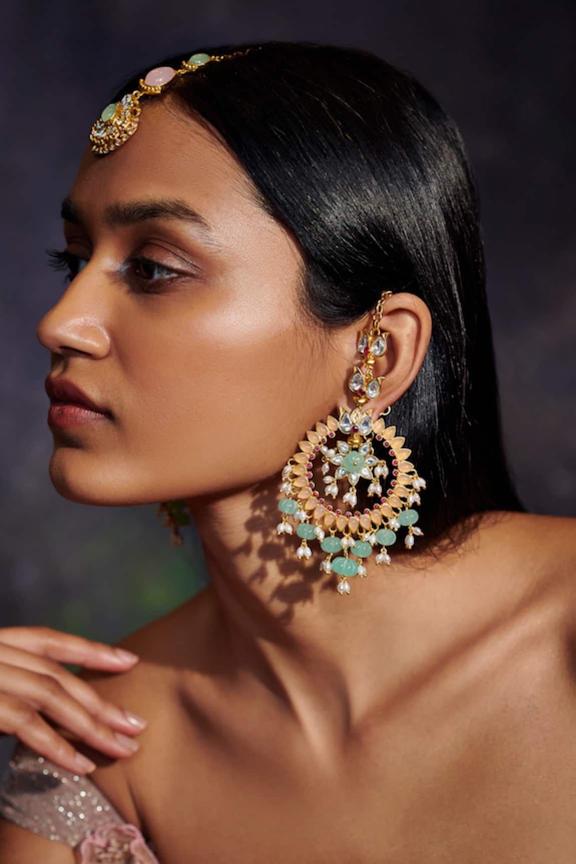 Aulerth X Tribe Amrapali Enchantments Of Pastel Stone Embellished Earrings