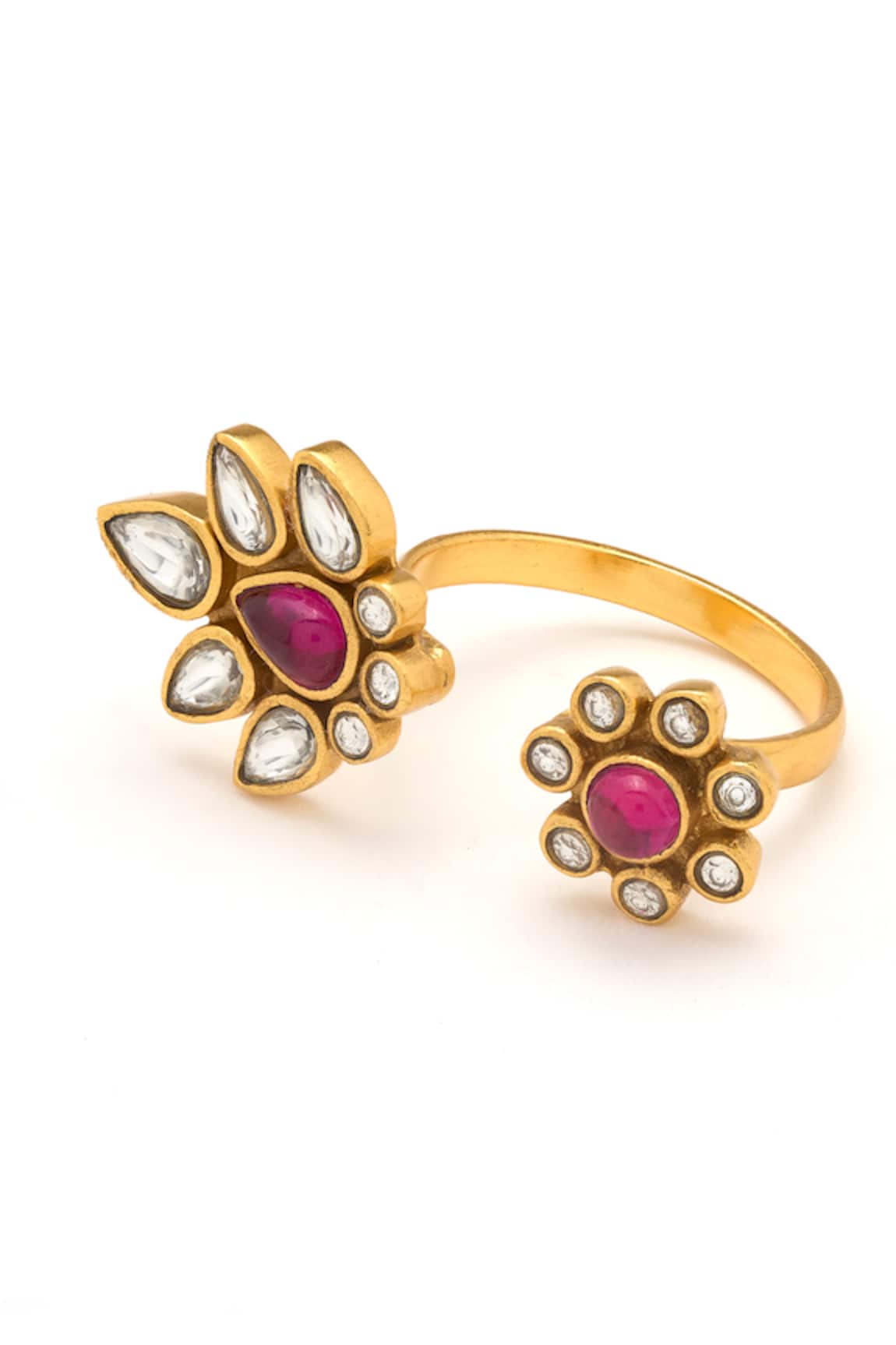 Aulerth X Tribe Amrapali Gulmohar Crimson Stone Embellished Ring