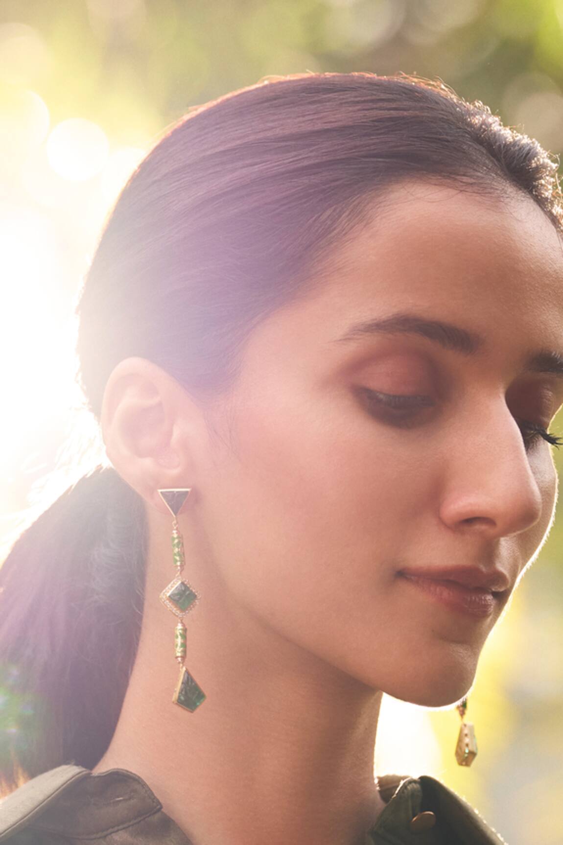 Aulerth X JJ Valaya Rumeli Carved Stone Embellished Earrings 