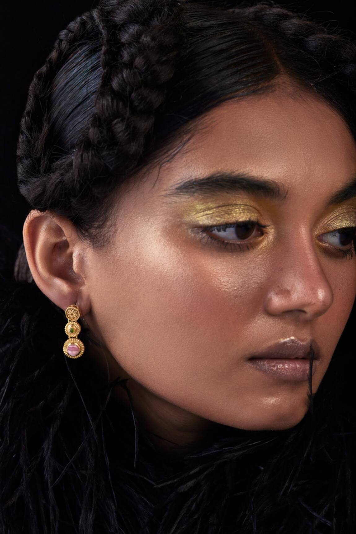 Aulerth X JJ Valaya Stone Embellished Drop Earrings 