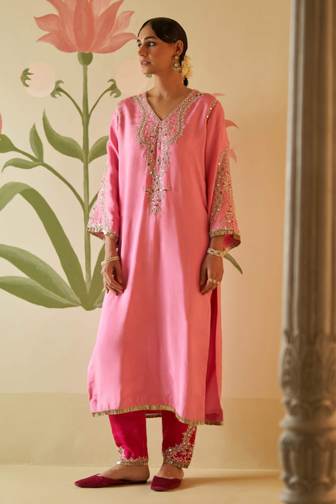 Angad Singh Mirror Embroidered Placket Kurta With Pant