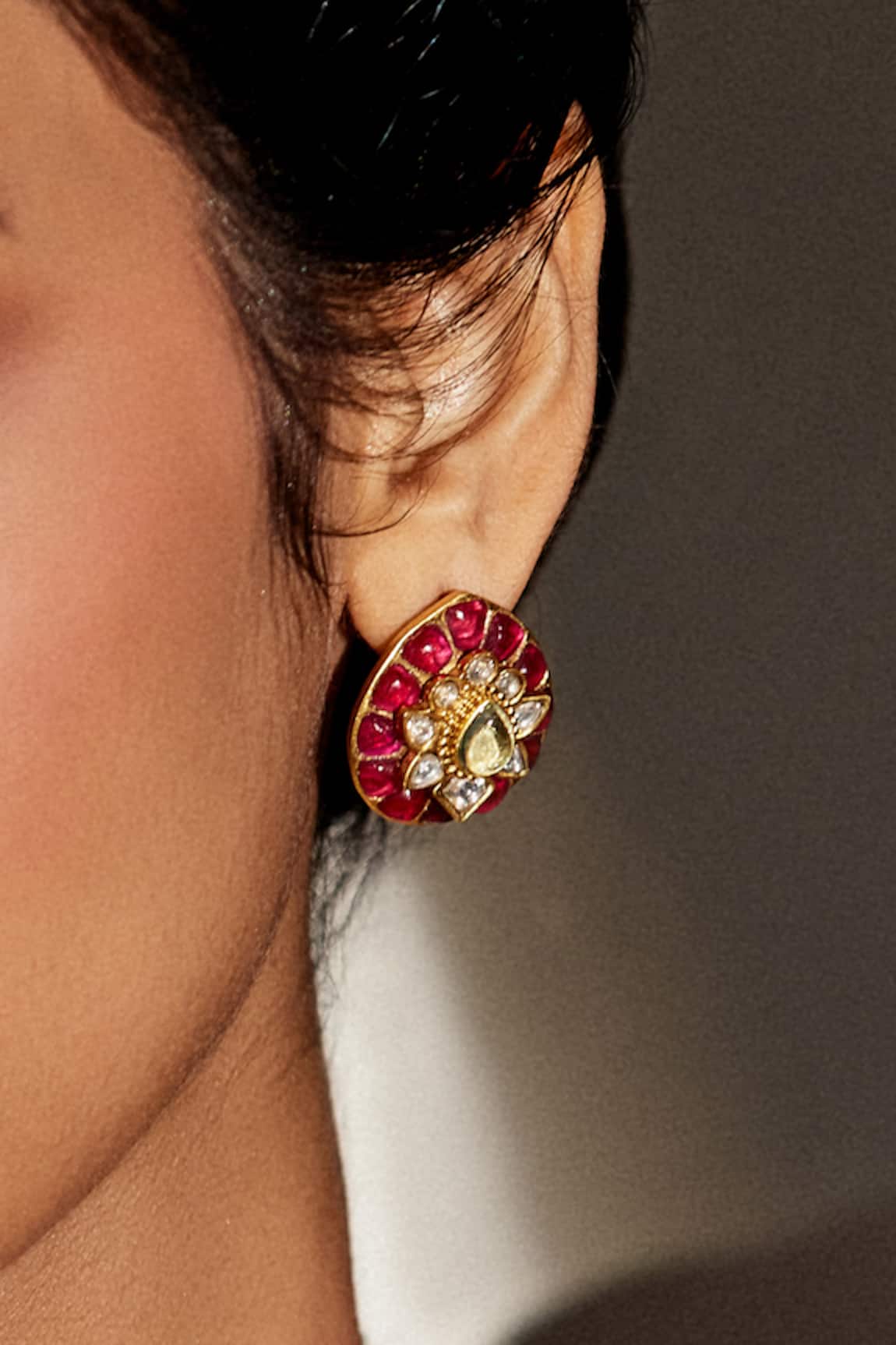 Aulerth X Tribe Amrapali Carnival Of Crimsons Stone Embellished Stud Earrings