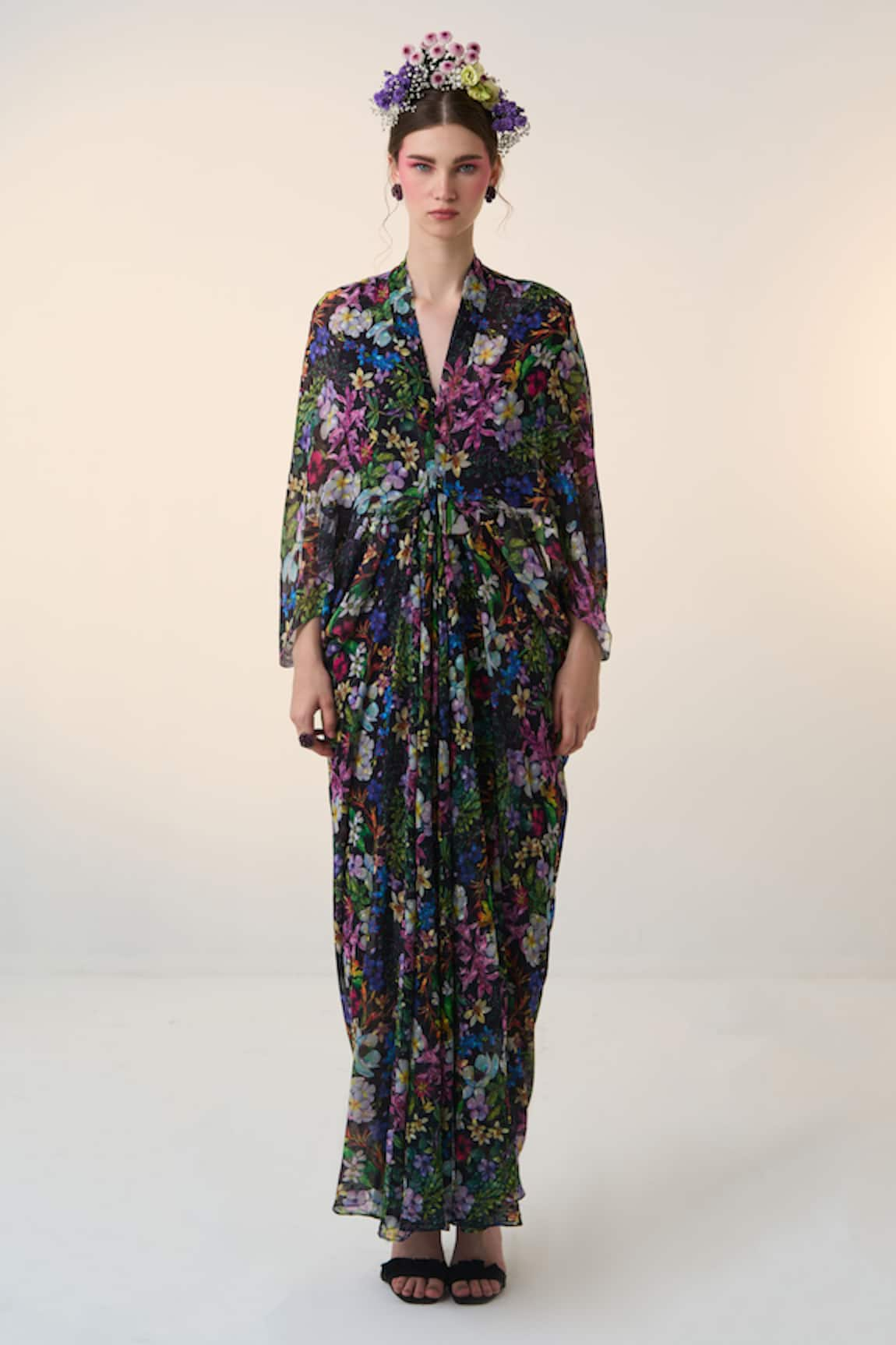 Dania Siddiqui Katsu Flower Vine Print Kaftan