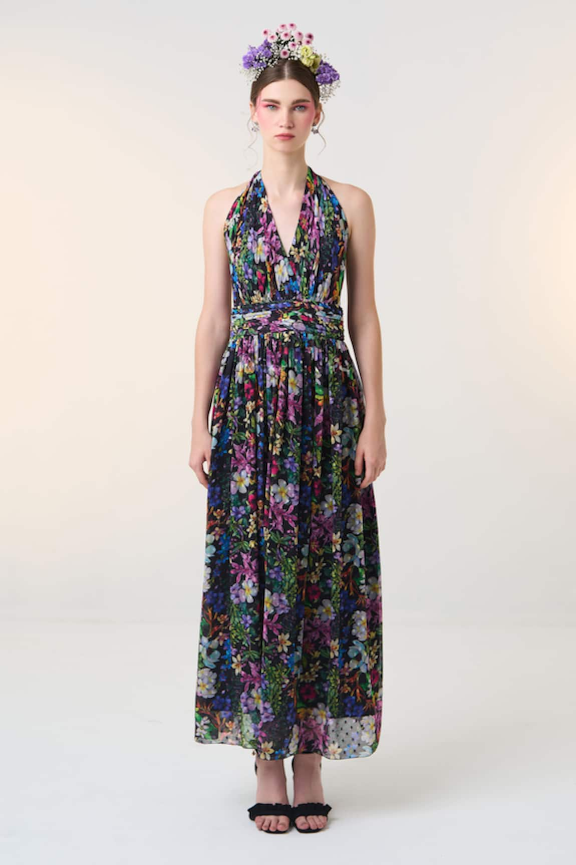 Dania Siddiqui Yoshi Floral Bloom Print Dress