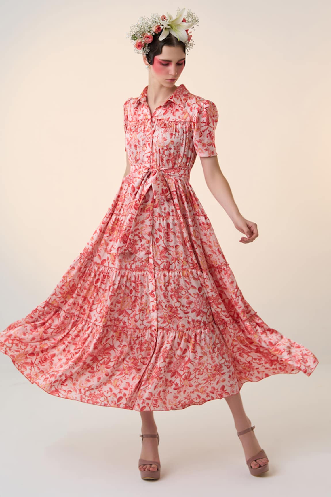 Dania Siddiqui Saki Floral Print Collared Dress