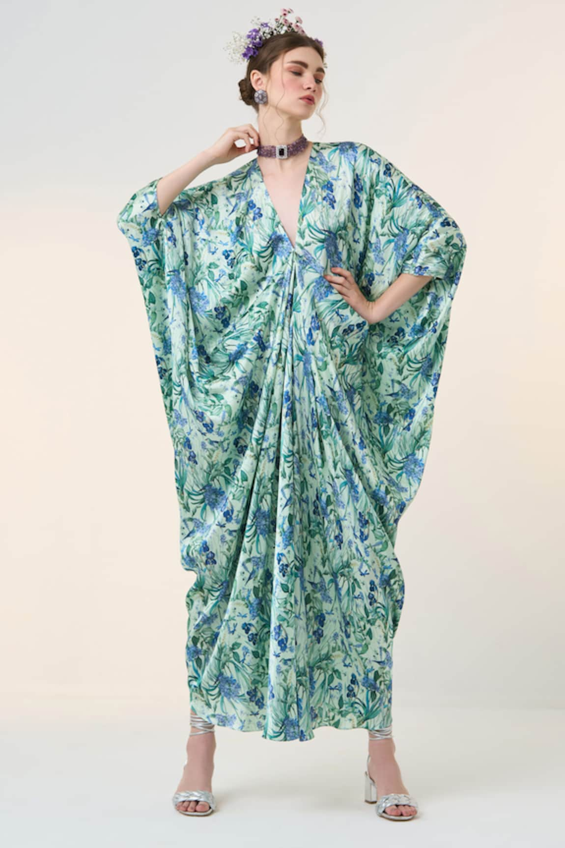 Dania Siddiqui Sora Floral Bloom Print Kaftan