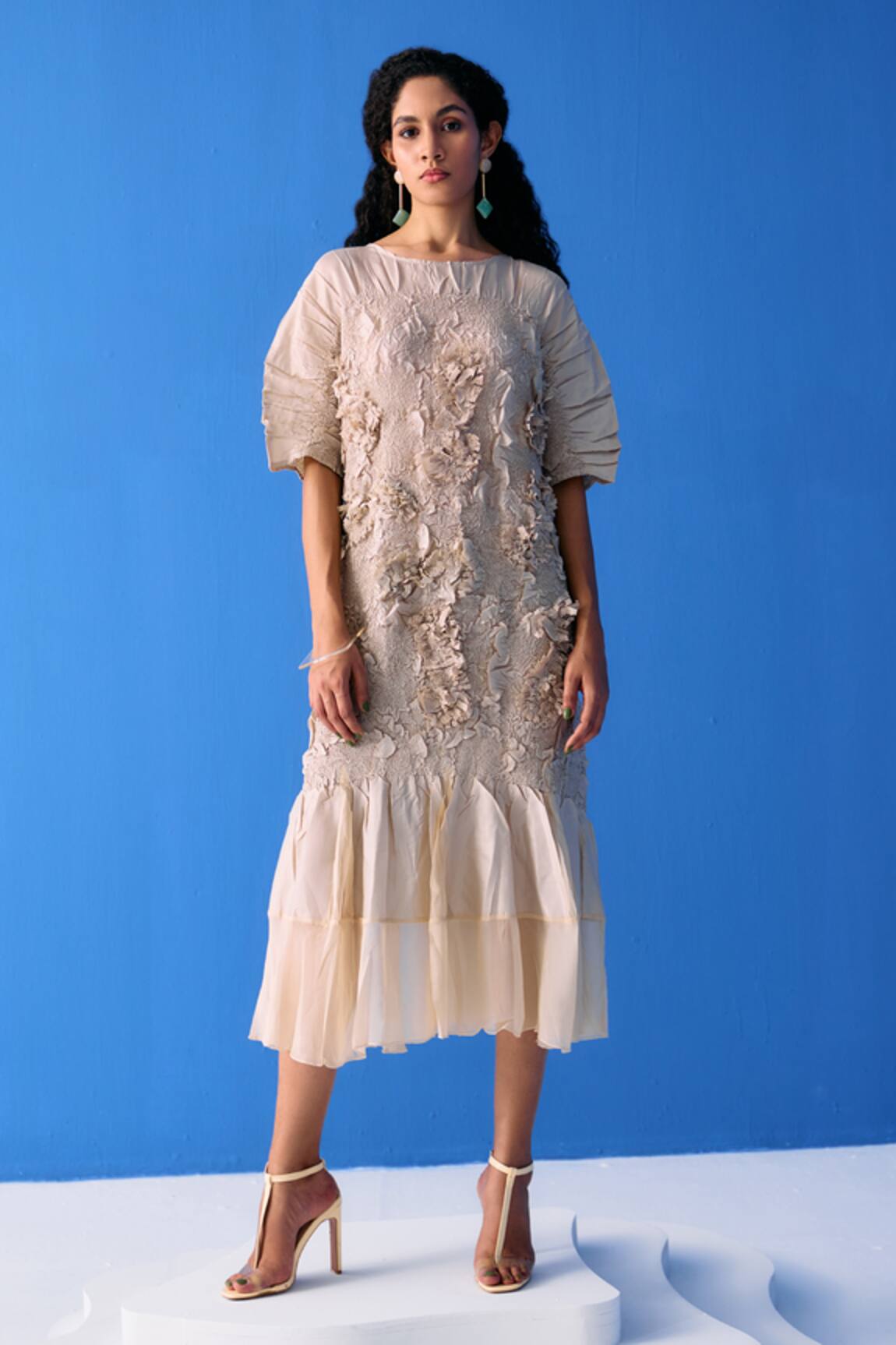 Pleats By Aruni Crinkled Drop Shoulder Dress