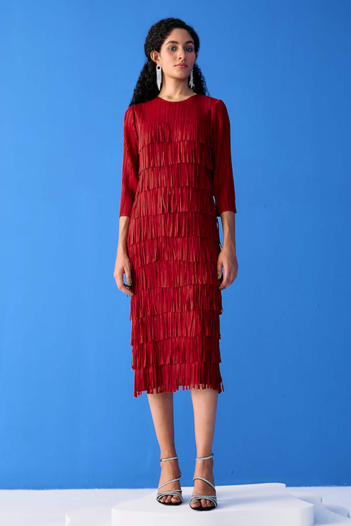 Pleats By Aruni Layered Fringe Dress