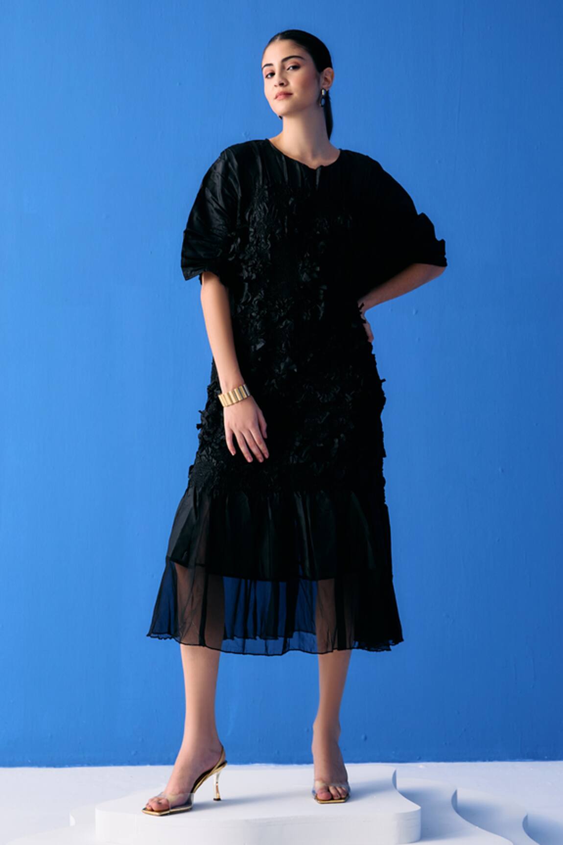 Pleats By Aruni Bloom Crinkled Midi Dress