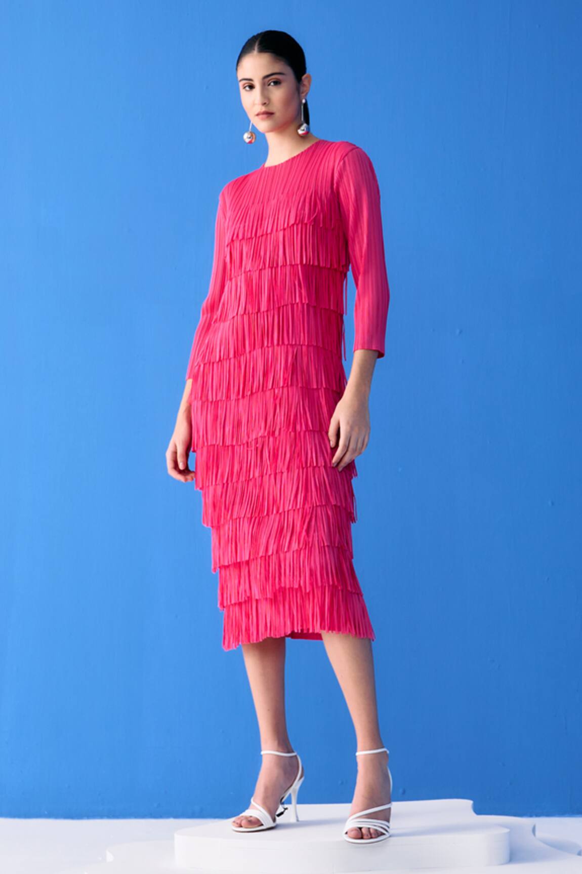 Pleats By Aruni Layered Fringe Dress