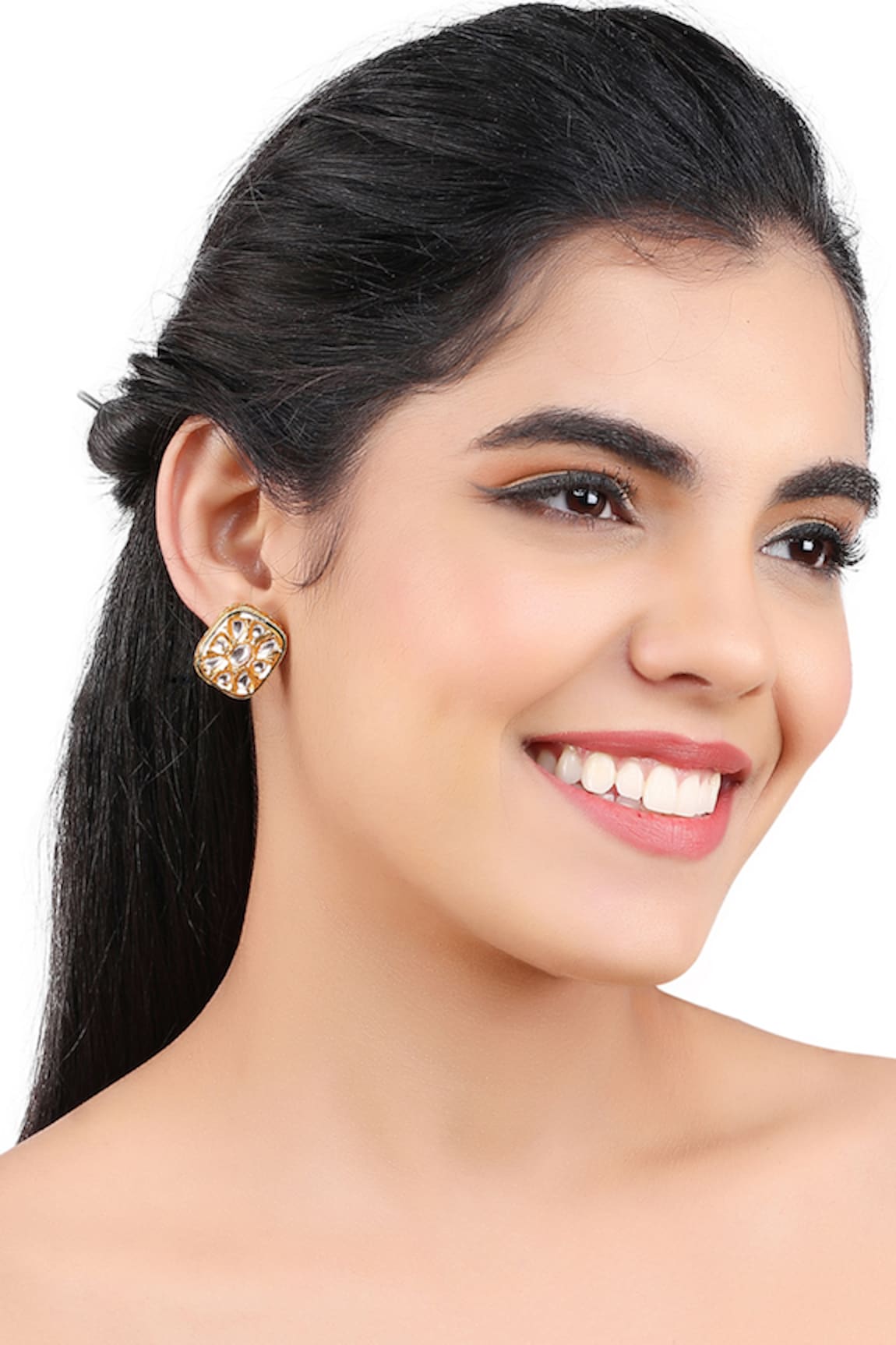 Aakarsha by Ajay Kundan Embellished Square Shaped Earrings