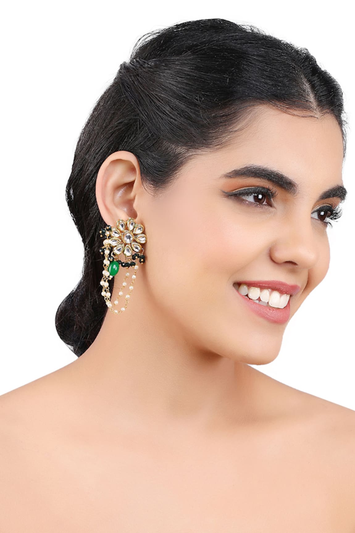 Aakarsha by Ajay Floral Kundan Stone Earrings