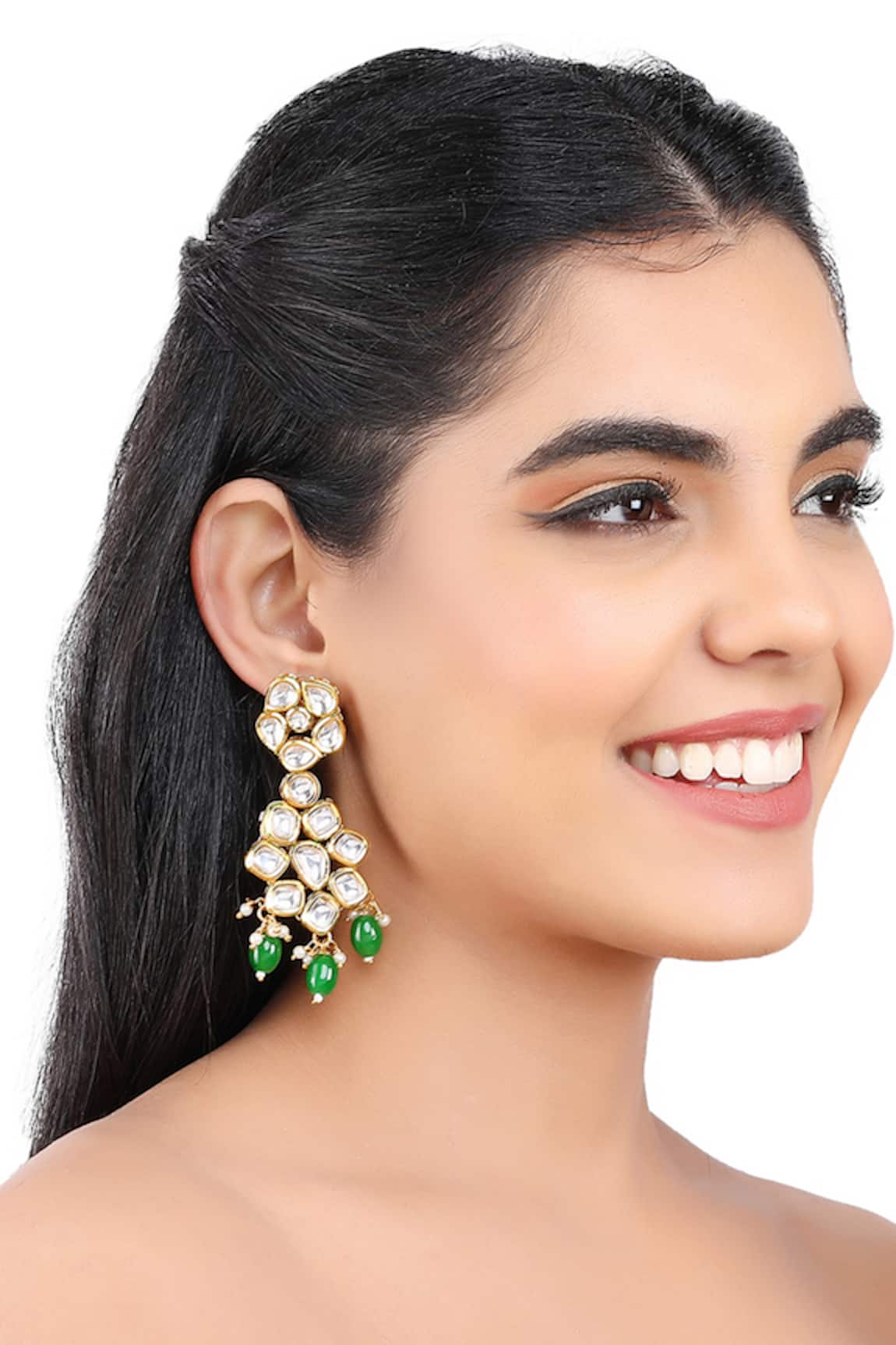 Aakarsha by Ajay Floral Kundan Drop Earrings