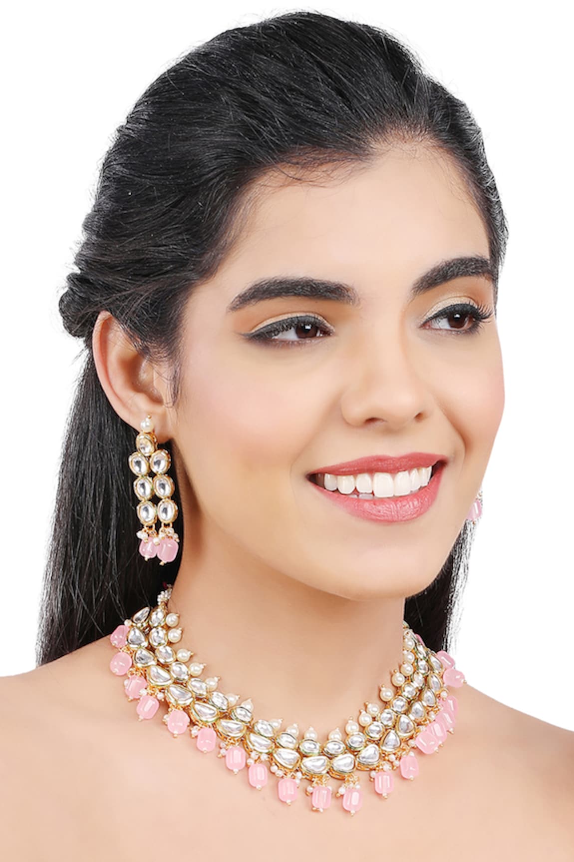 Aakarsha by Ajay Kundan & Quartz Drop Necklace Set